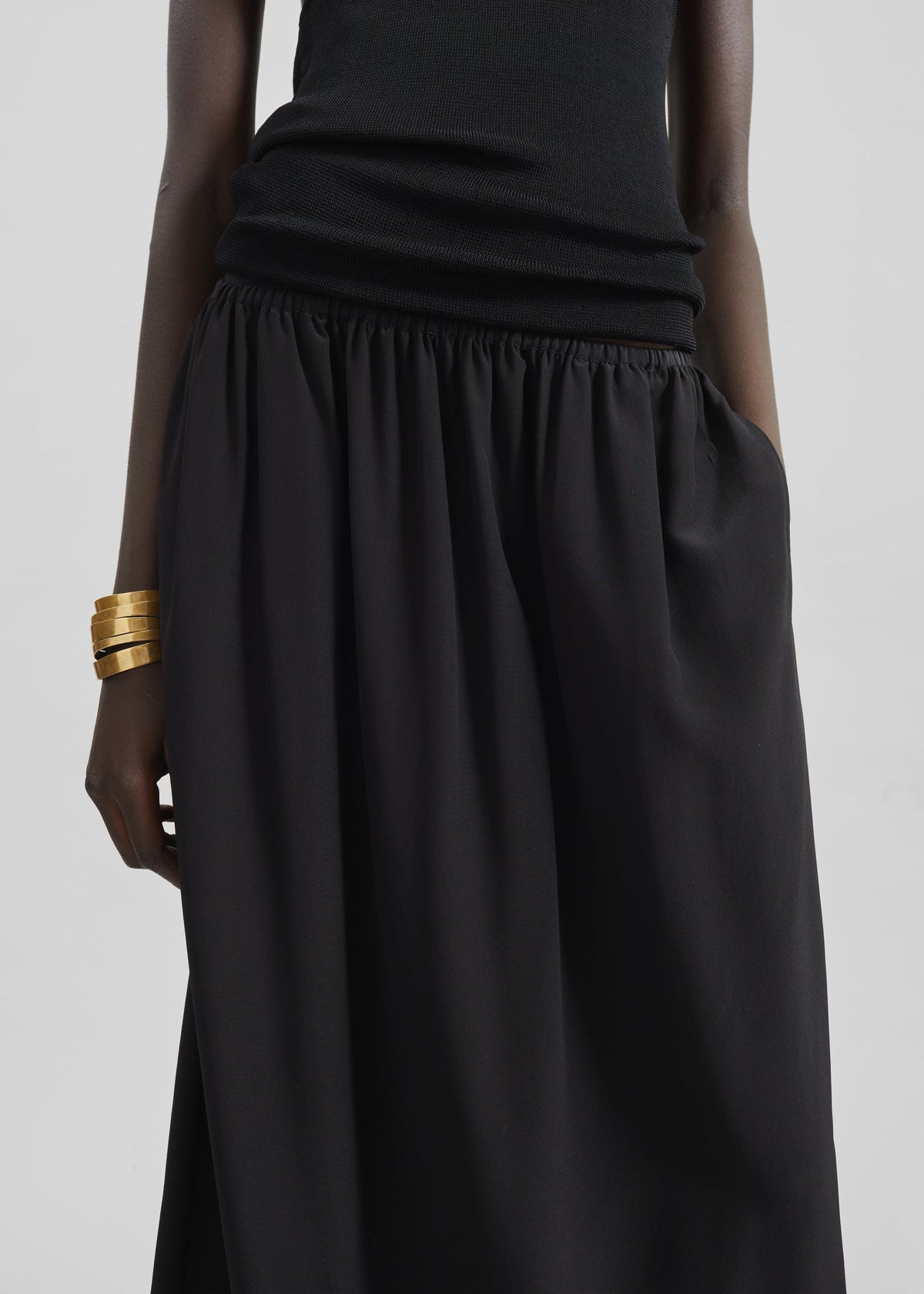 Sibena Silk Maxi Skirt - Black - 3
