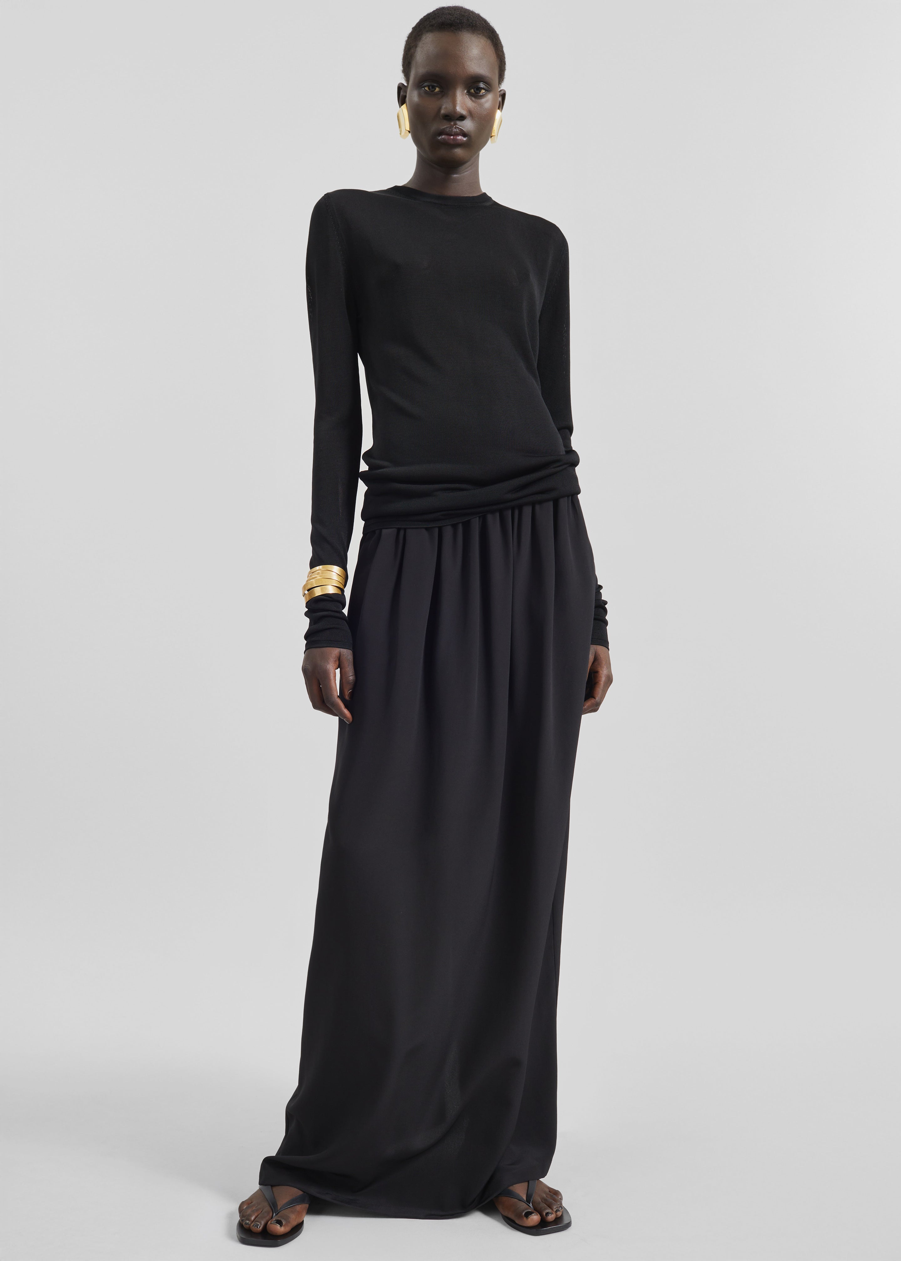 Sibena Silk Maxi Skirt - Black - 1