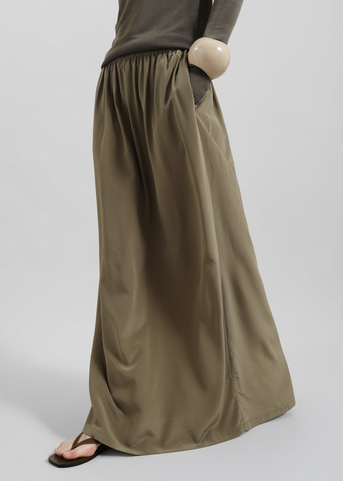 Sibena Silk Maxi Skirt - Khaki - 7