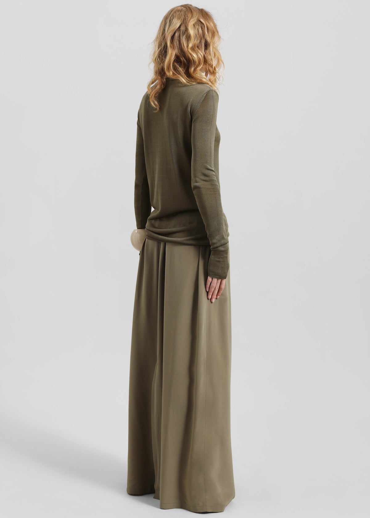 Sibena Silk Maxi Skirt - Khaki - 8
