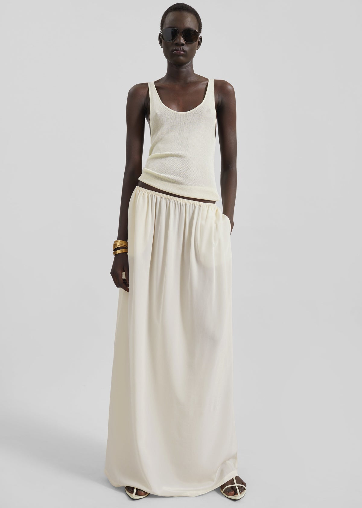 Sibena Silk Maxi Skirt - Pale Yellow - 1