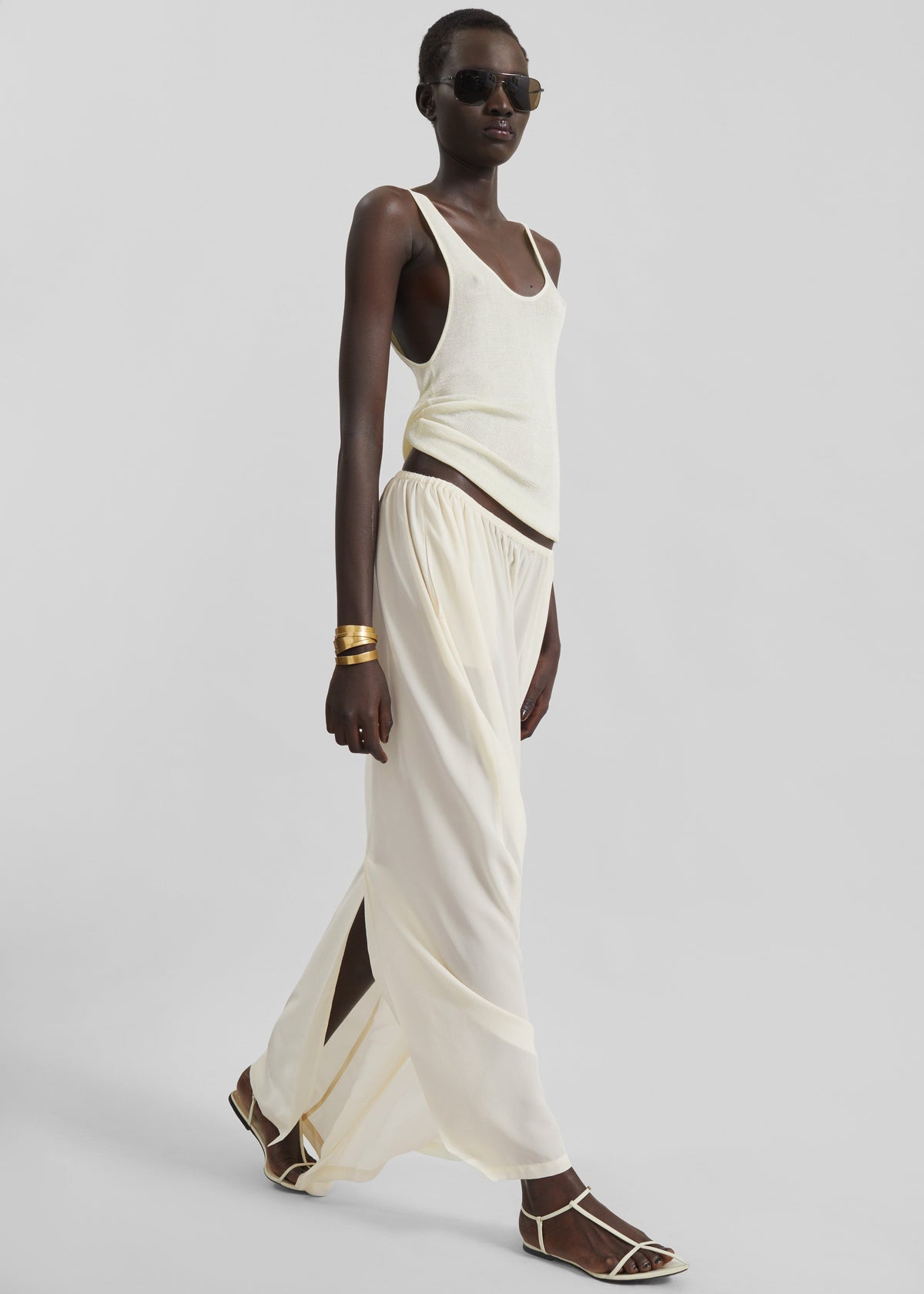 Sibena Silk Maxi Skirt - Pale Yellow - 4