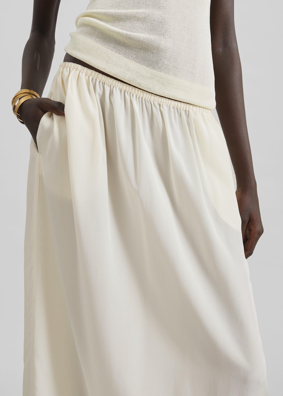 Sibena Silk Maxi Skirt - Pale Yellow - 3