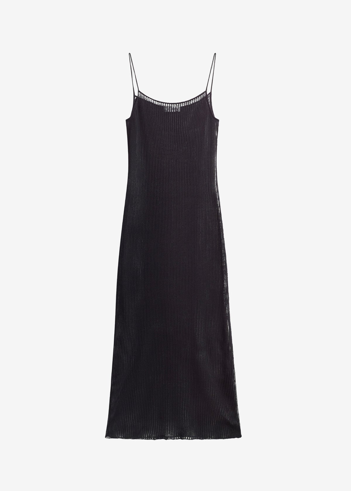 Sienna Semi Sheer Ribbed Dress - Black - 8