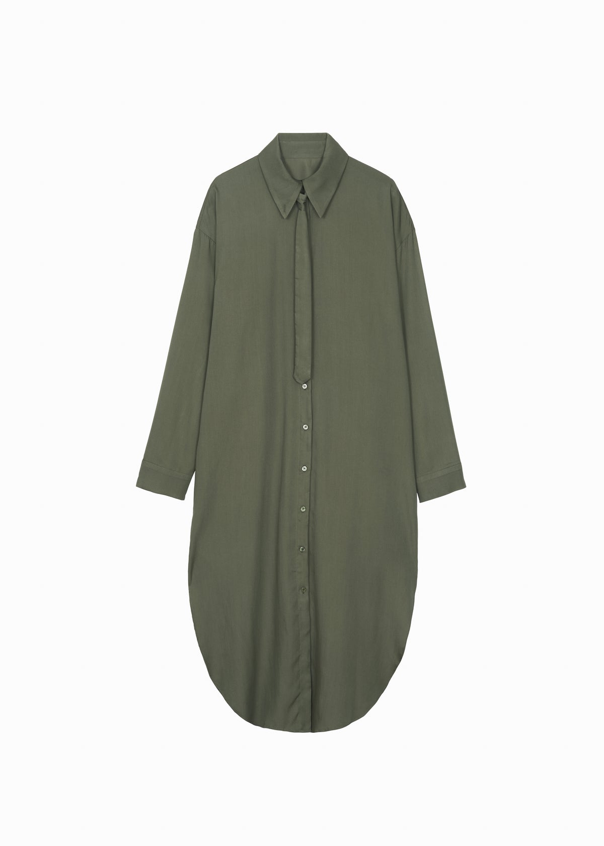 Silvan Neck Tie Shirt Dress - Olive - 10