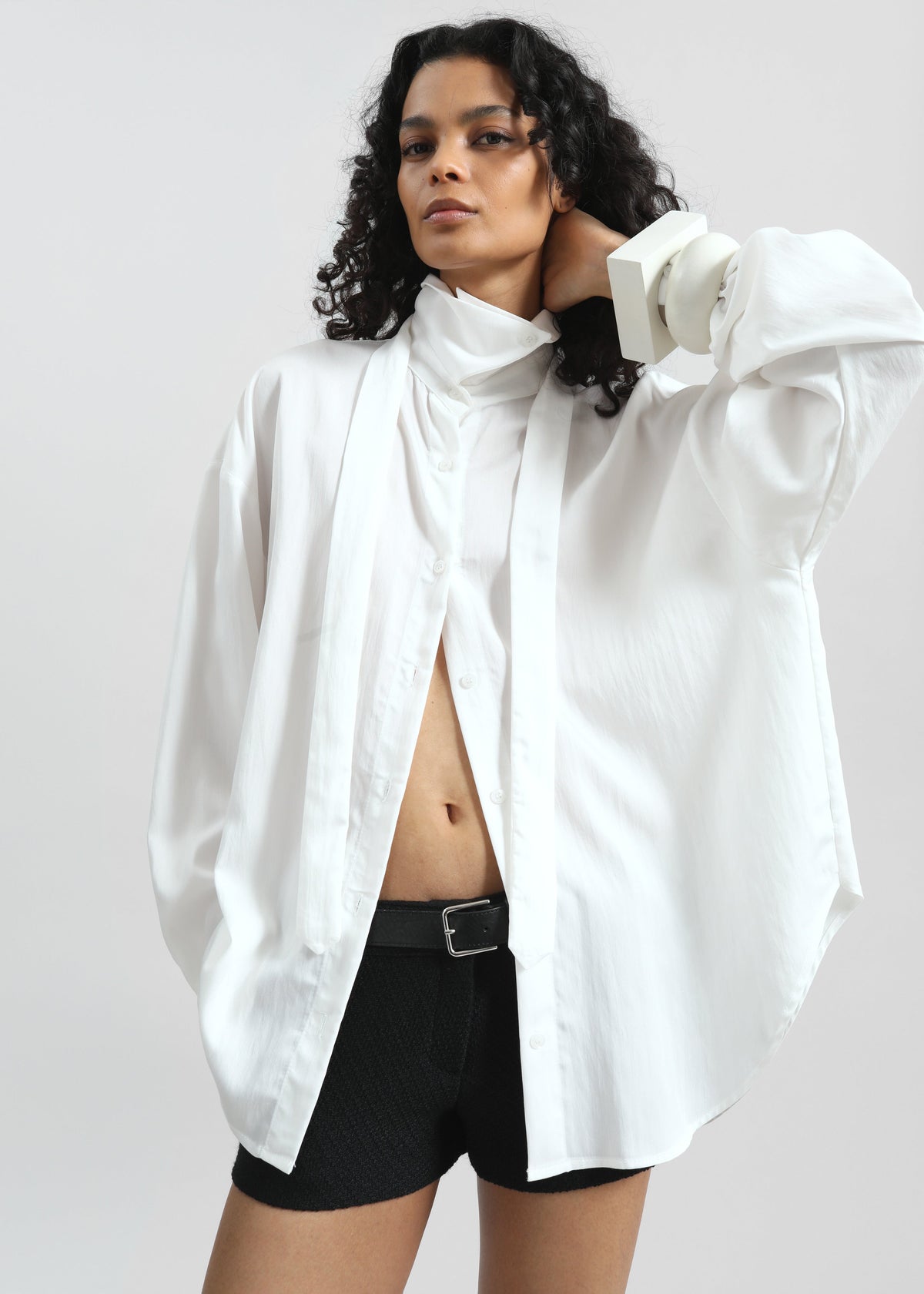 Silvan Neck Tie Shirt - White - 4