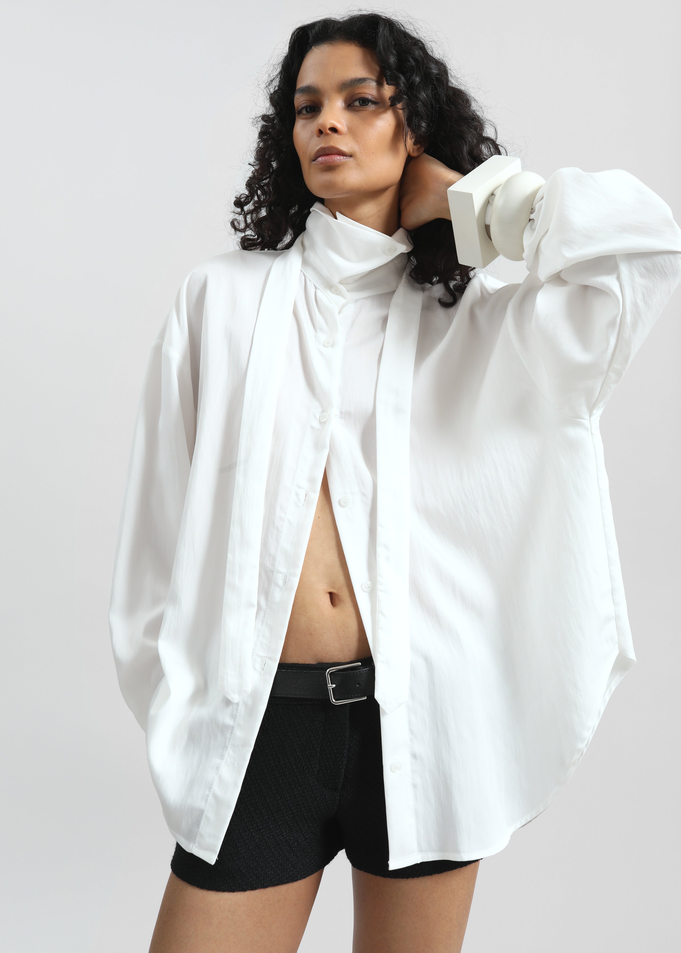 Silvan Neck Tie Shirt - White - 4