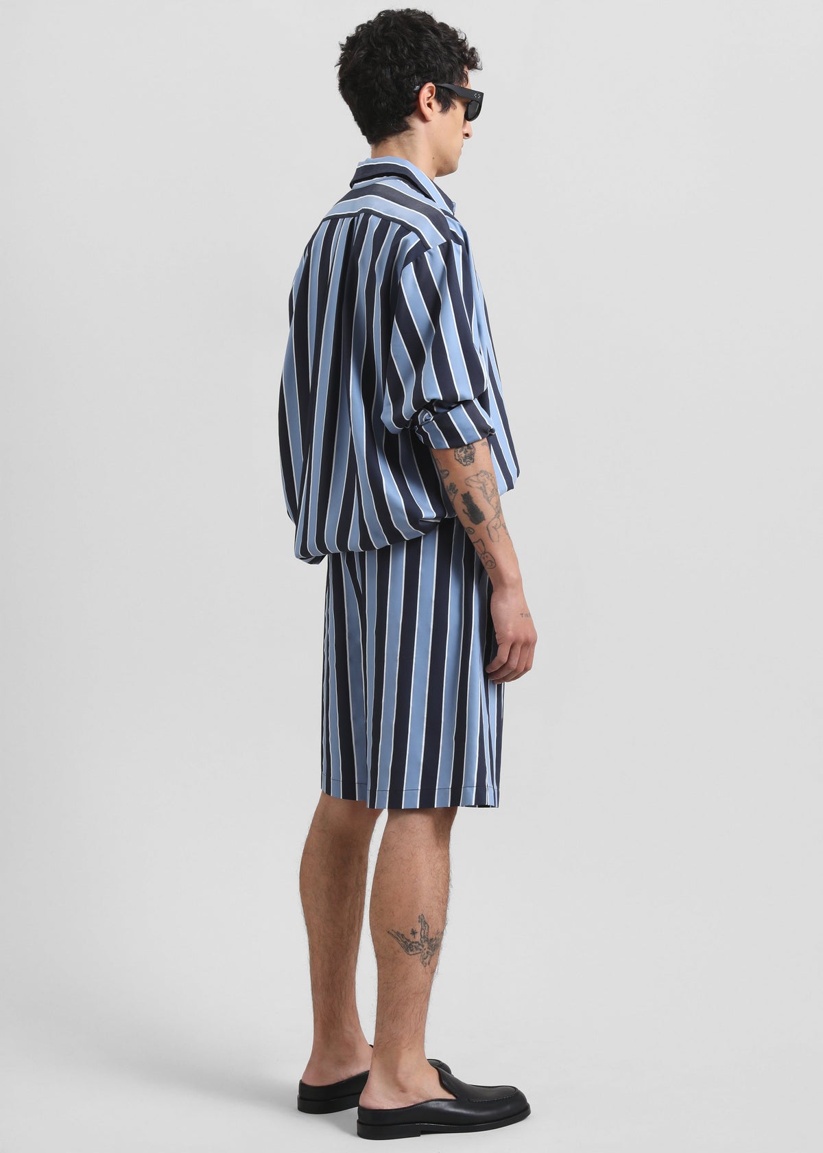 Sinclair Neck Tie Shirt - Navy Stripe - 11
