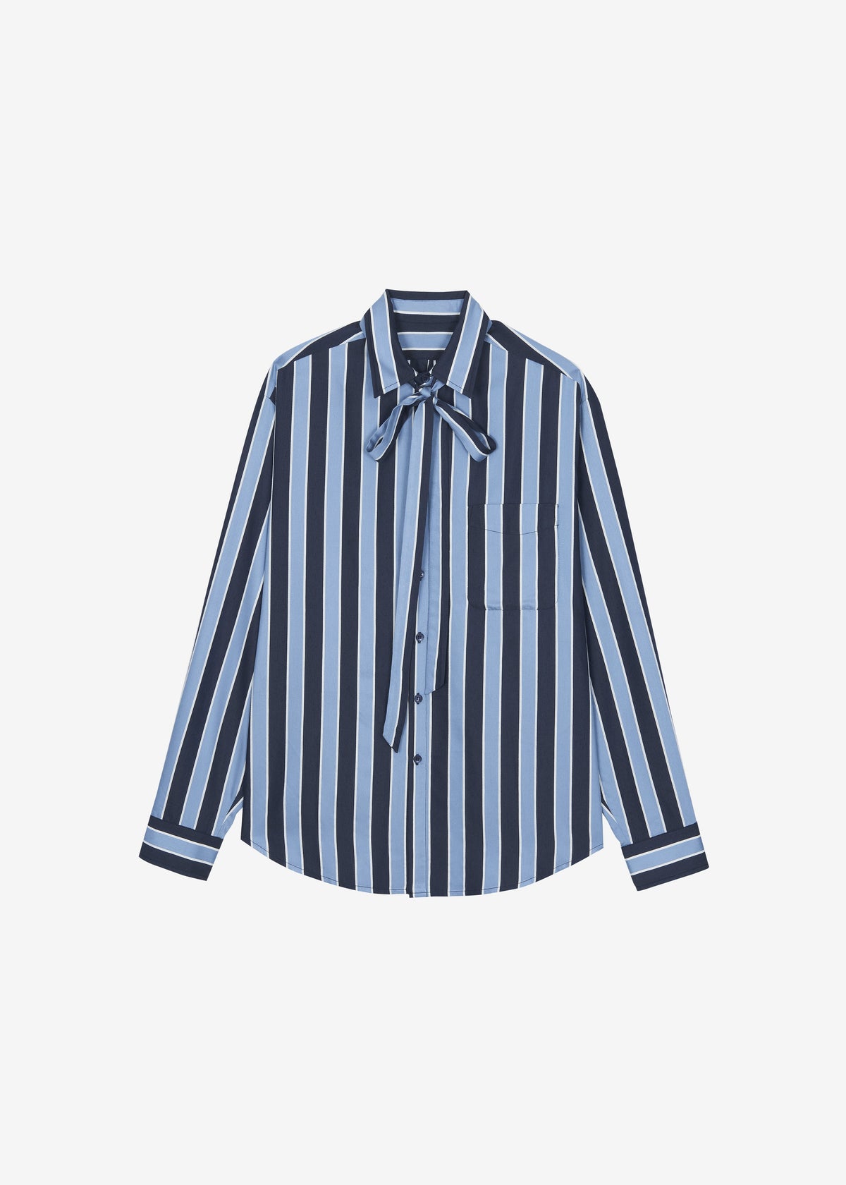 Sinclair Neck Tie Shirt - Navy Stripe - 12