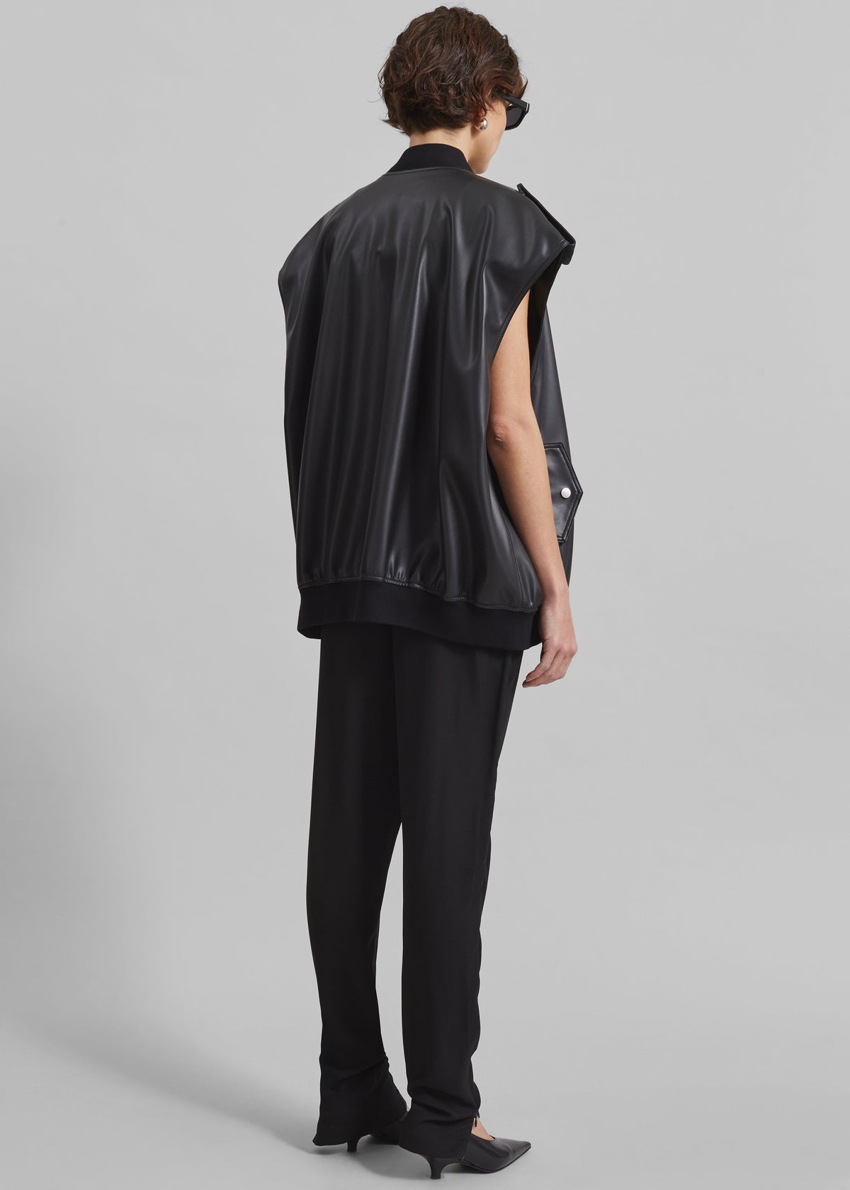Slane Sleeveless Faux Leather Jacket - Black - 6