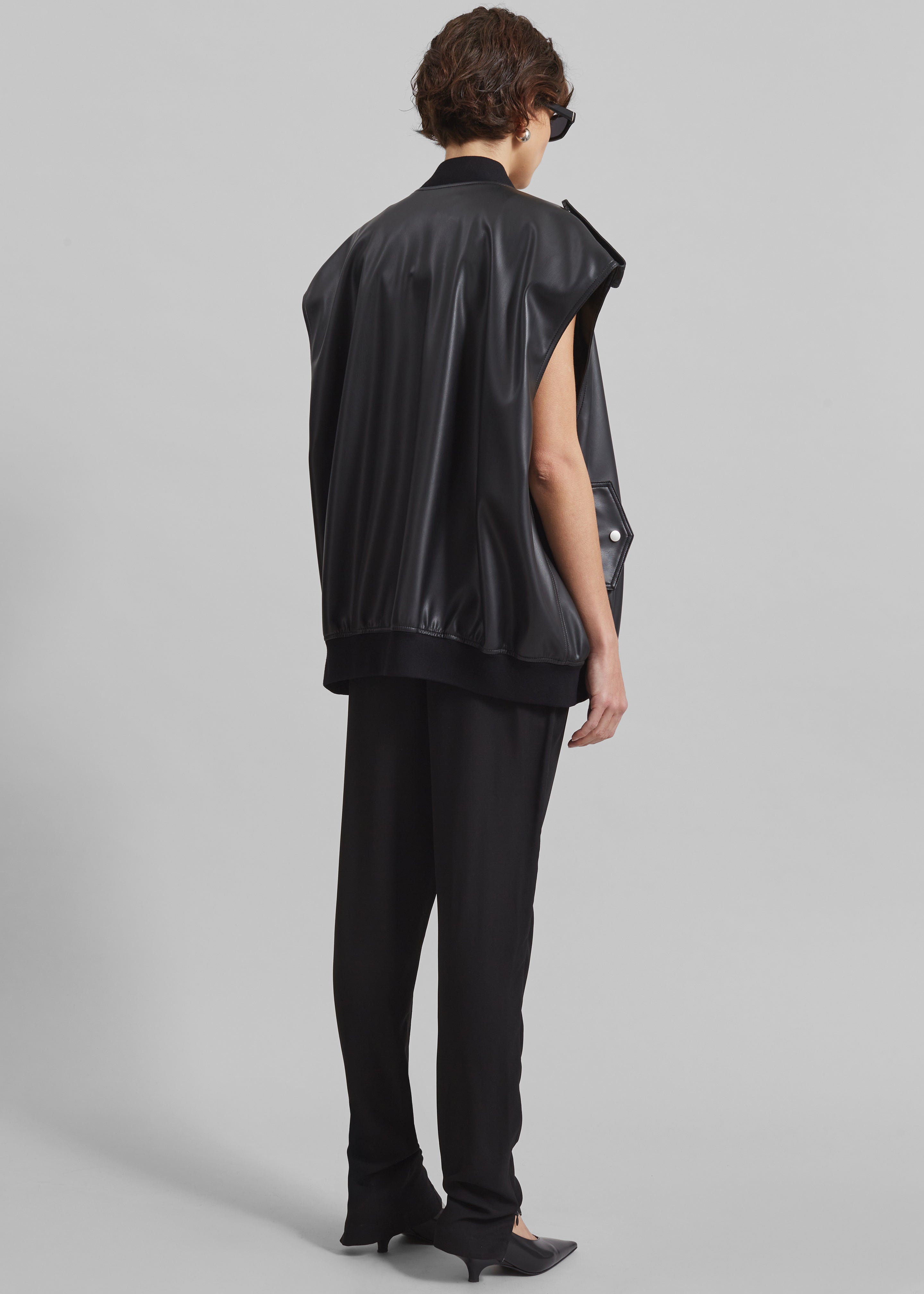 Slane Sleeveless Faux Leather Jacket - Black - 6