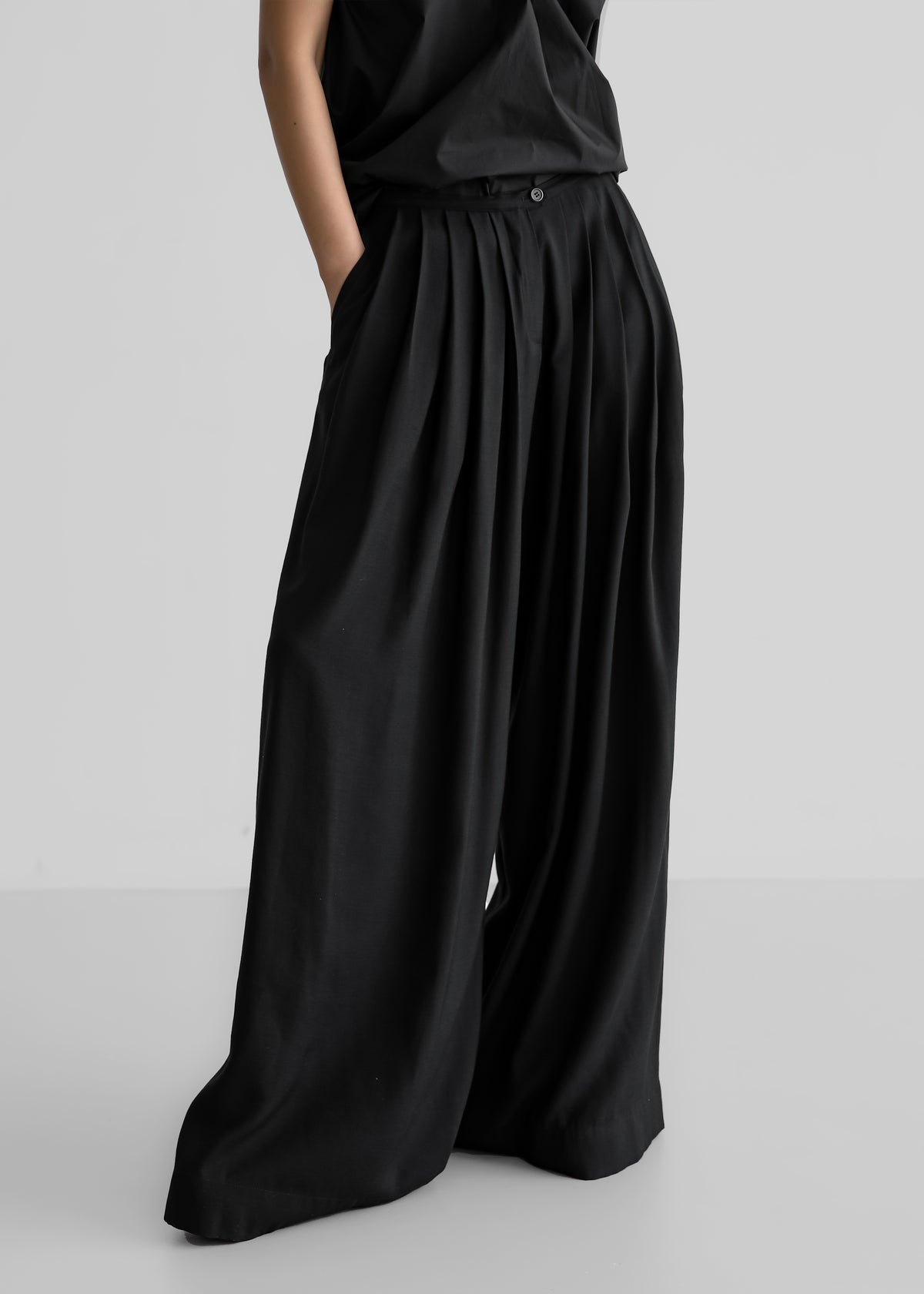 Sloane Wide Leg Trousers - Black - 2