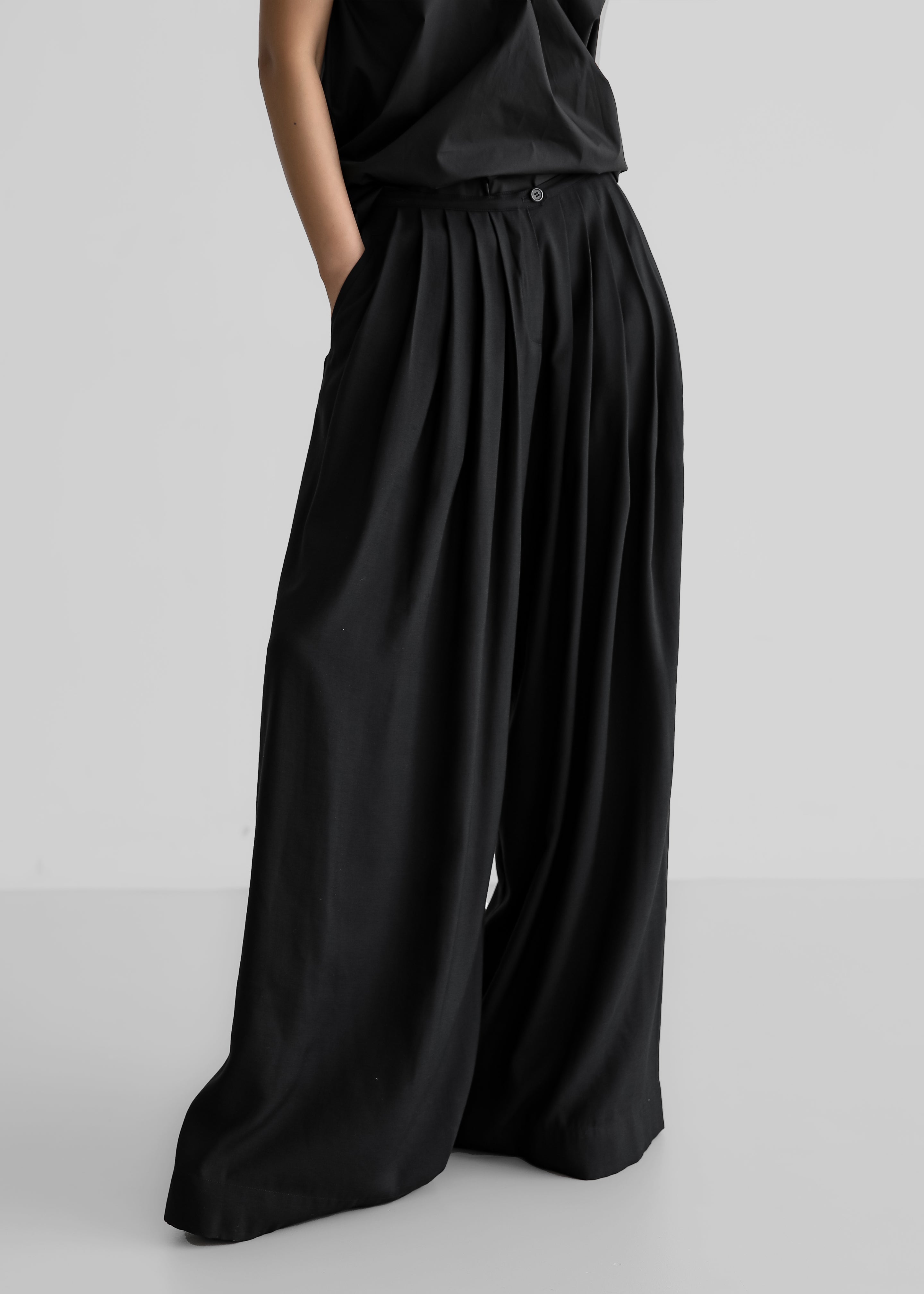 Sloane Wide Leg Trousers - Black - 2