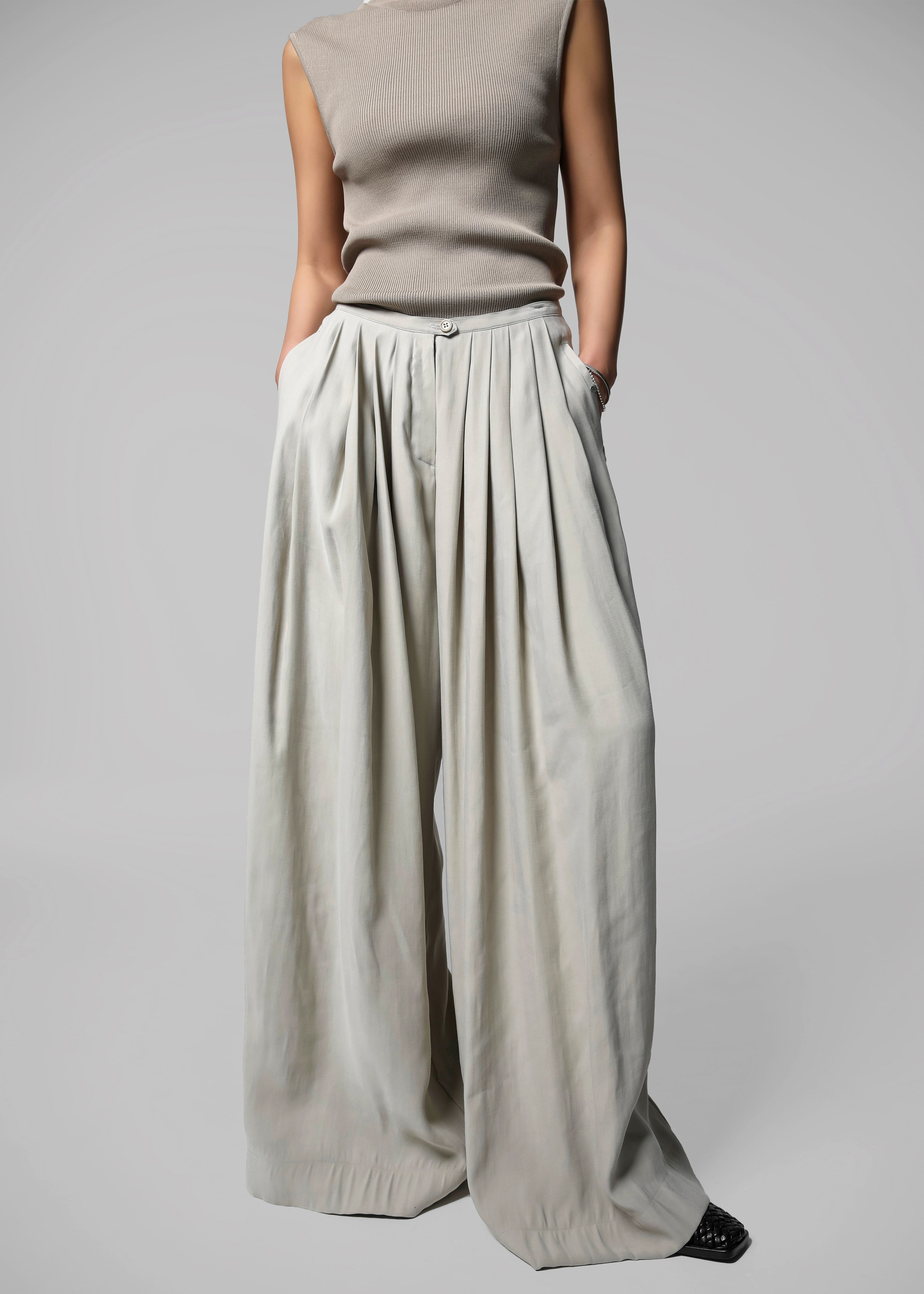Sloane Wide Leg Trousers - Grey - 2
