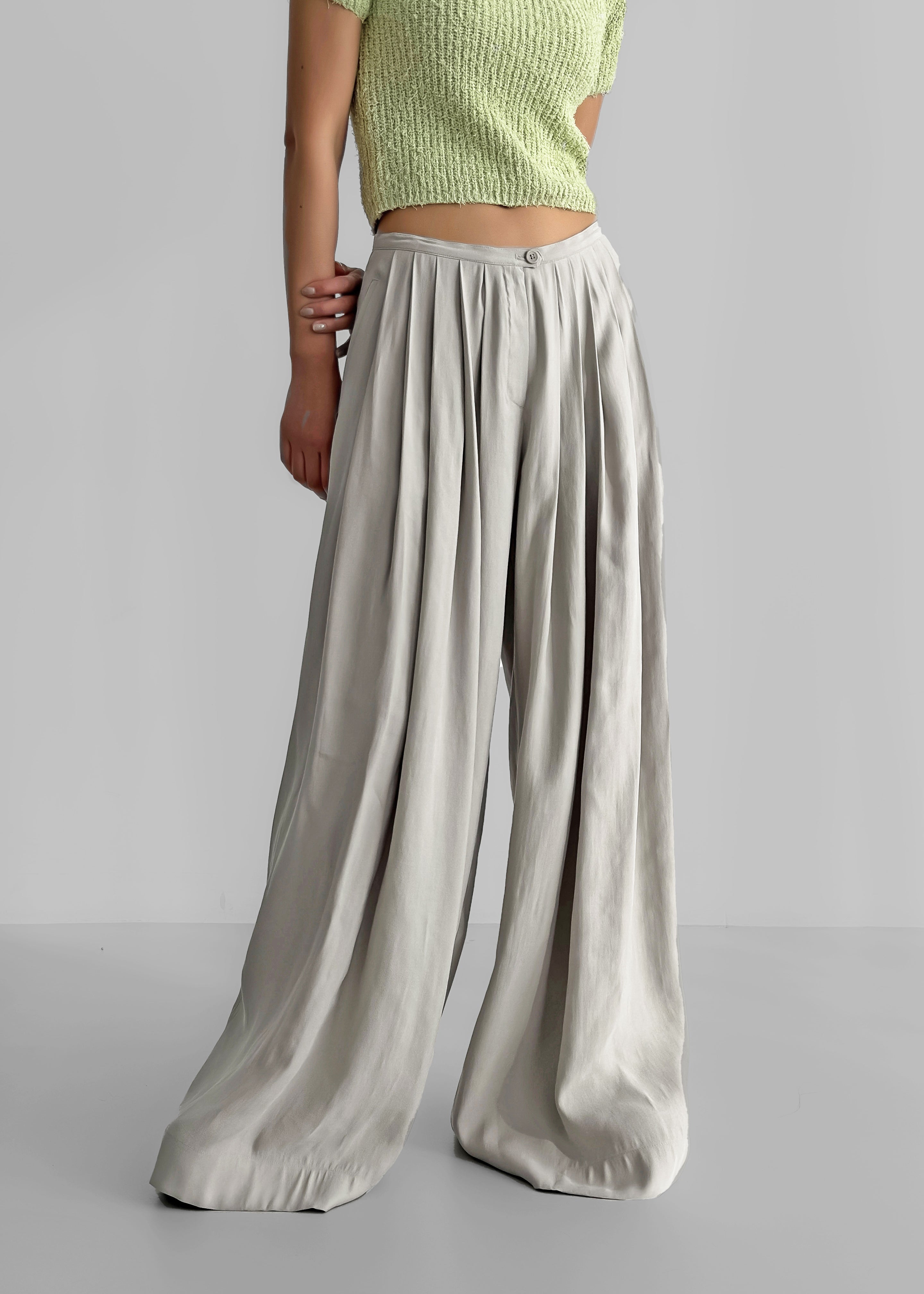 Sloane Wide Leg Trousers - Grey - 12