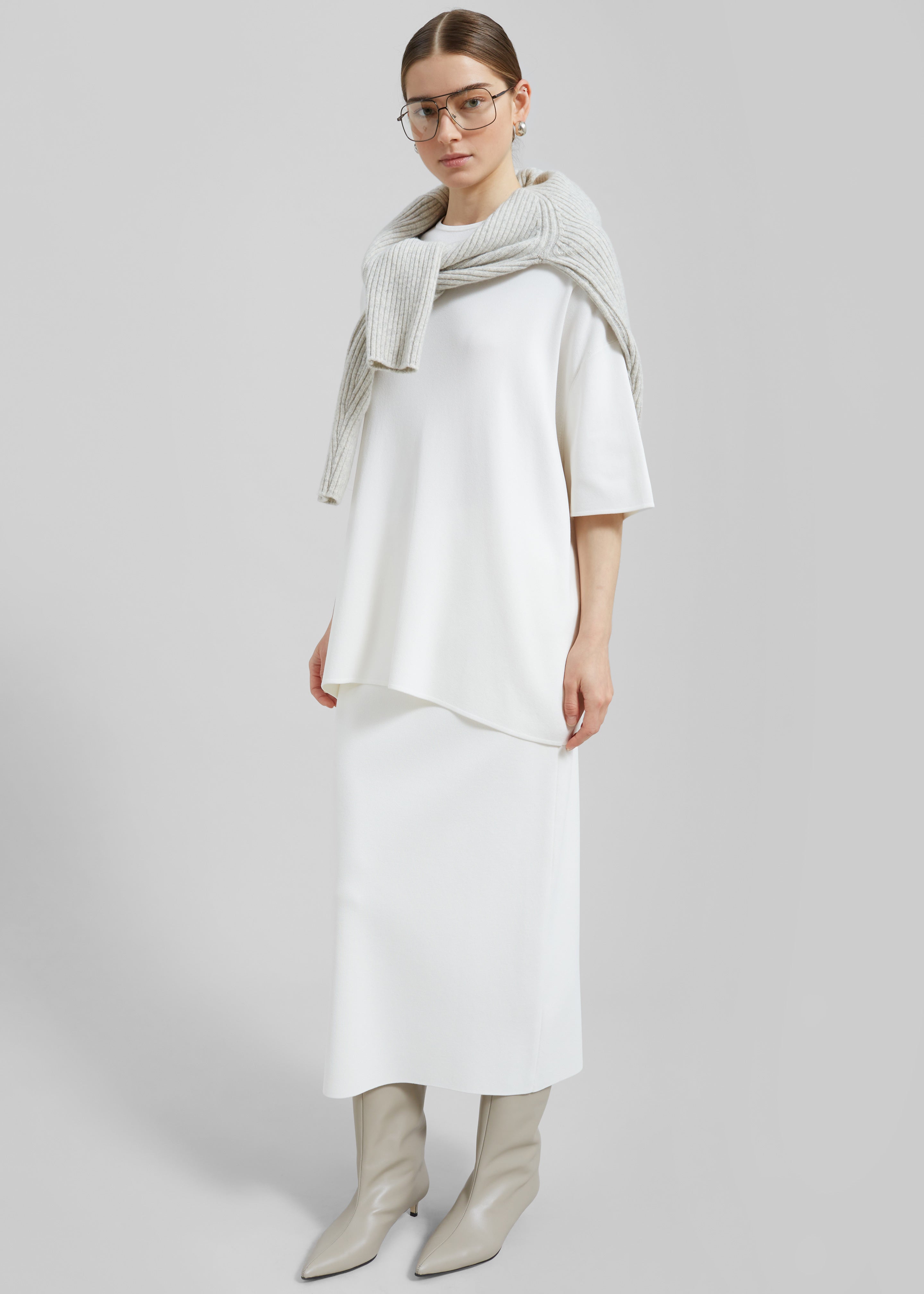 Solange Knit Pencil Skirt - Mastic - 3