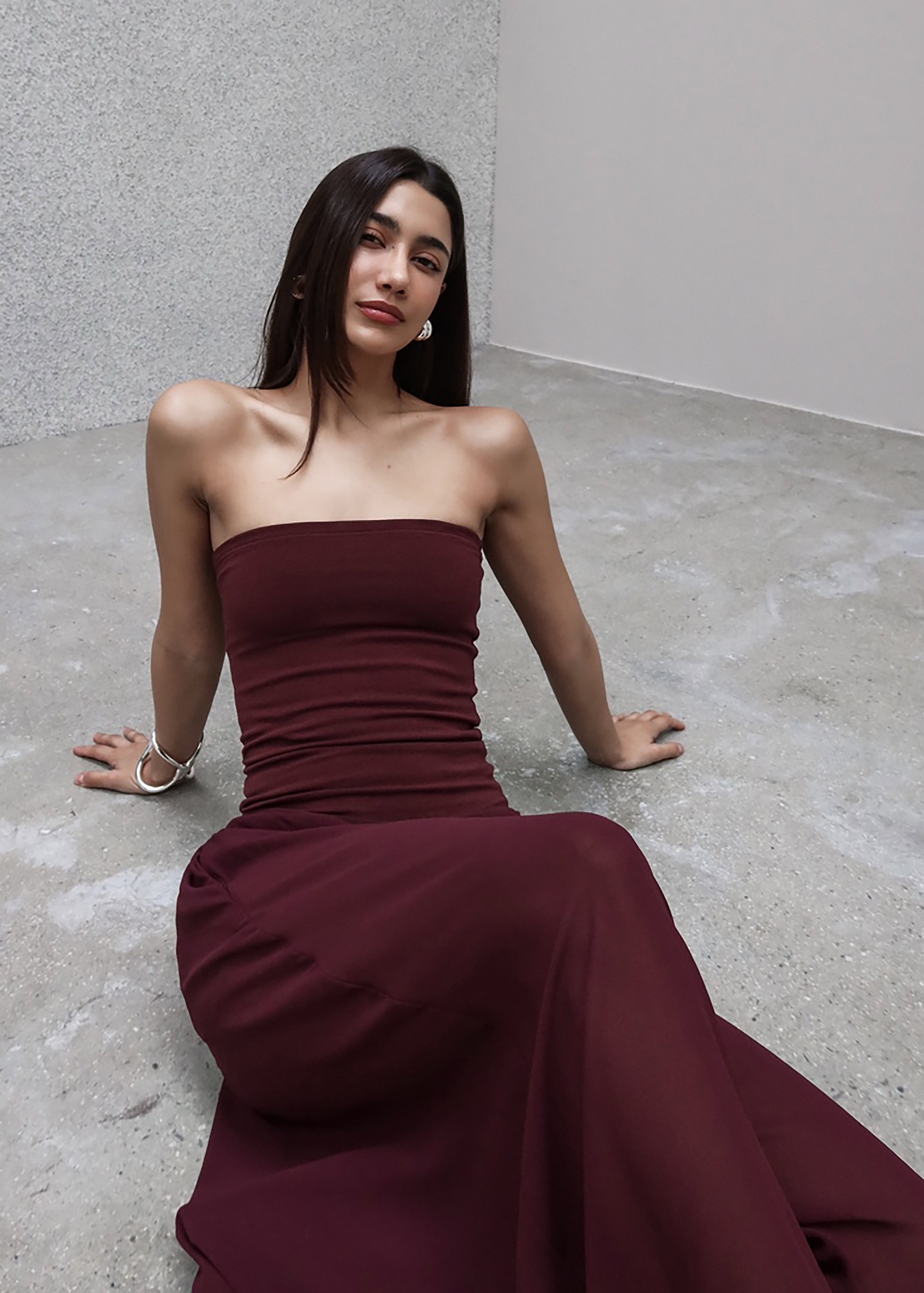 Solrae Tube Top - Burgundy - 8