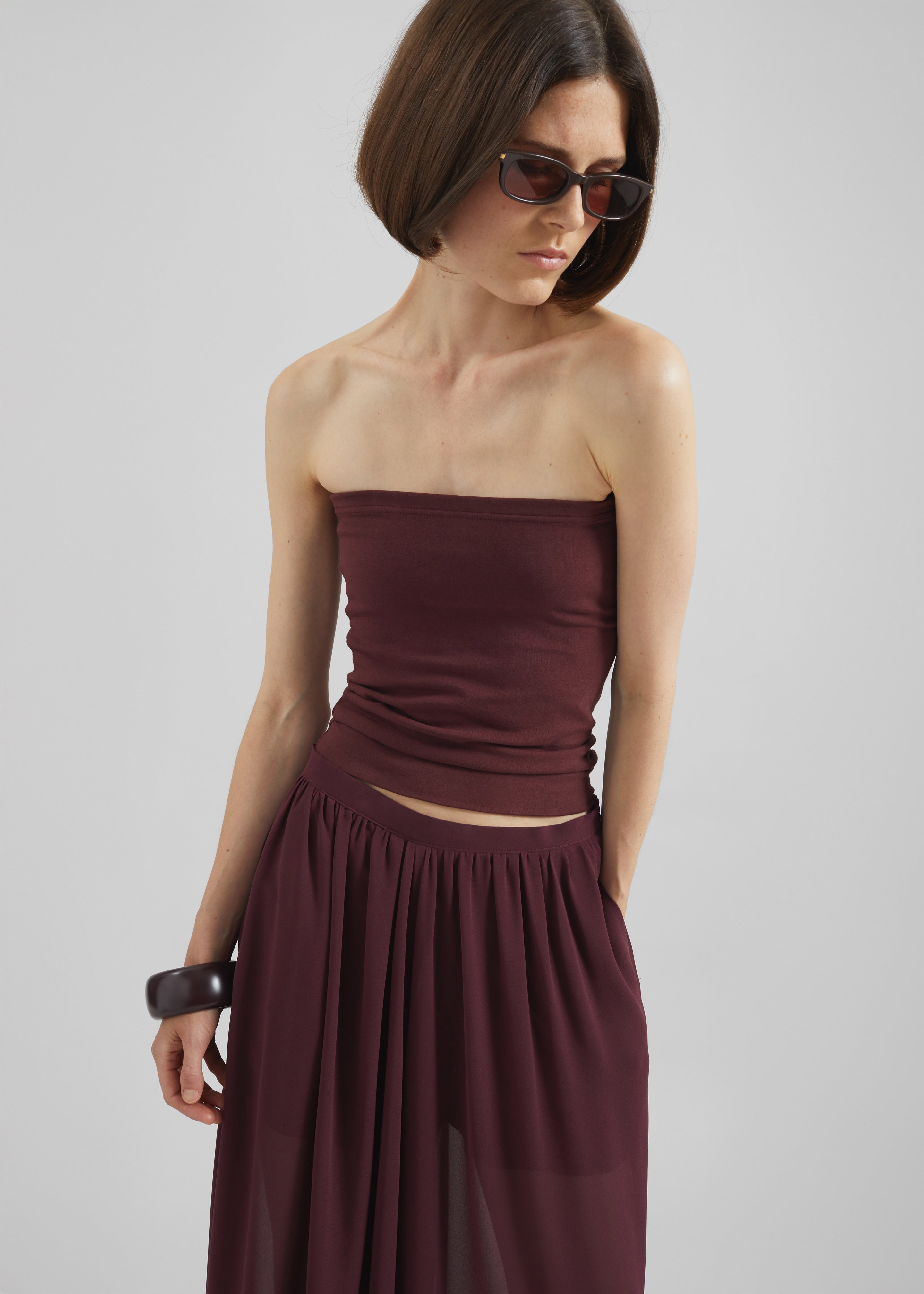 Solrae Tube Top - Burgundy - 1