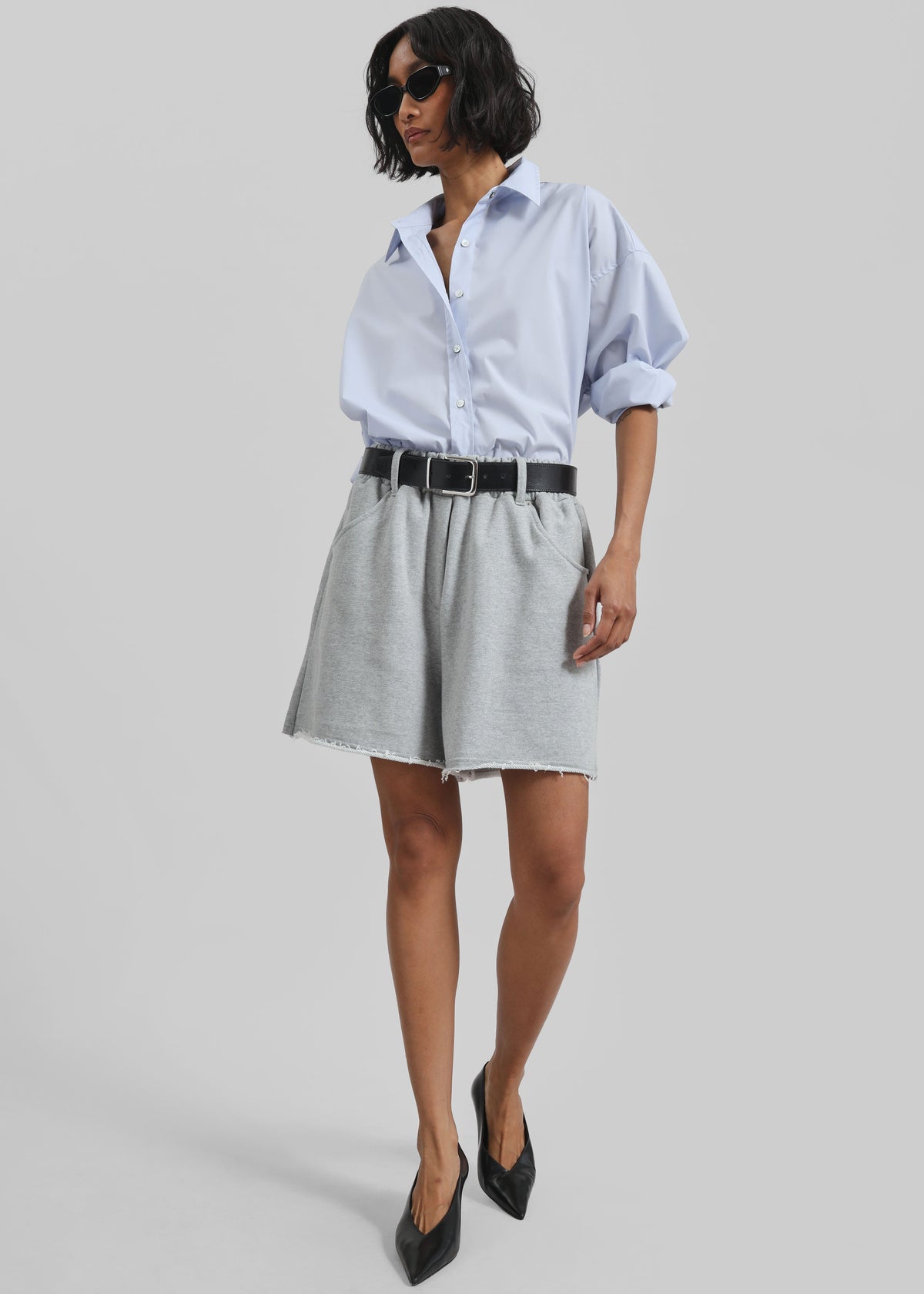 Soria Cotton Shorts - Grey - 1