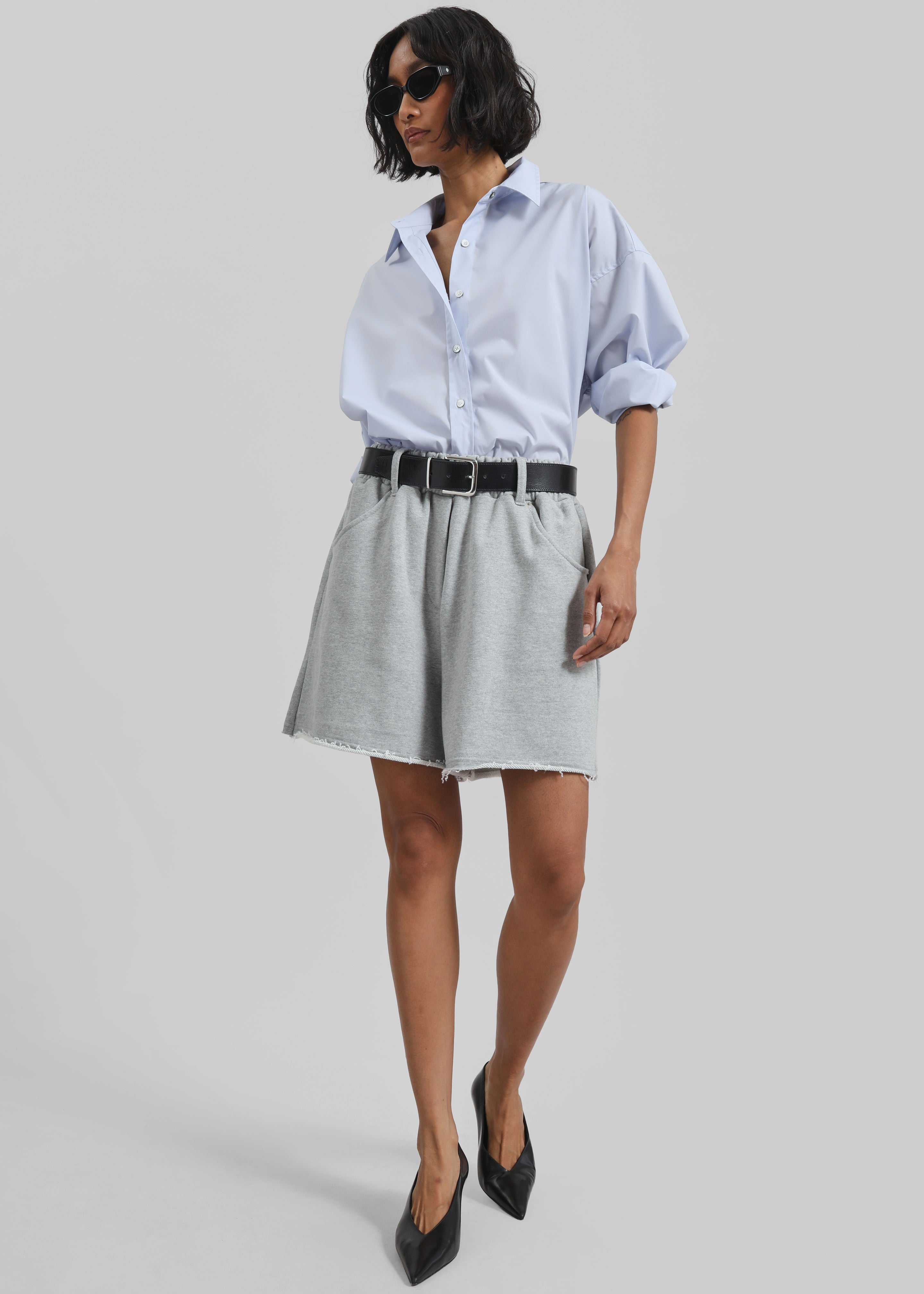 Soria Cotton Shorts - Grey - 1