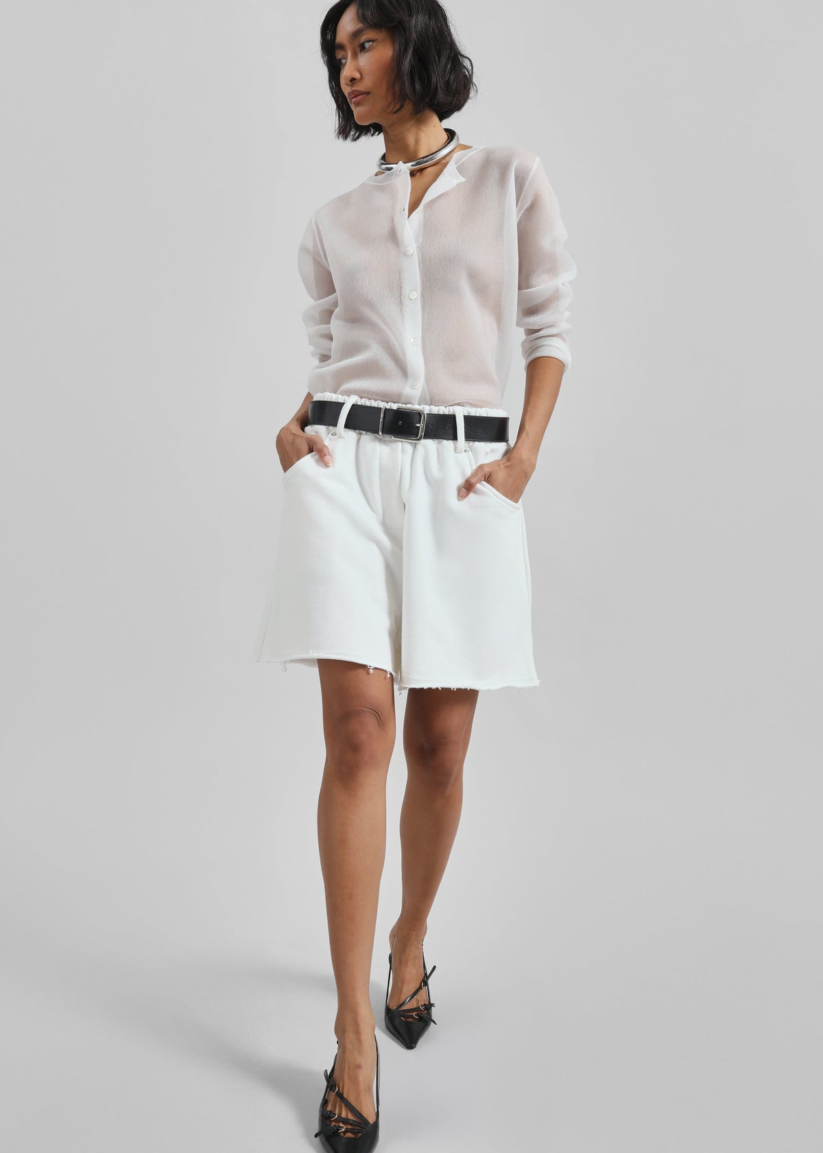 Soria Cotton Shorts - White - 1