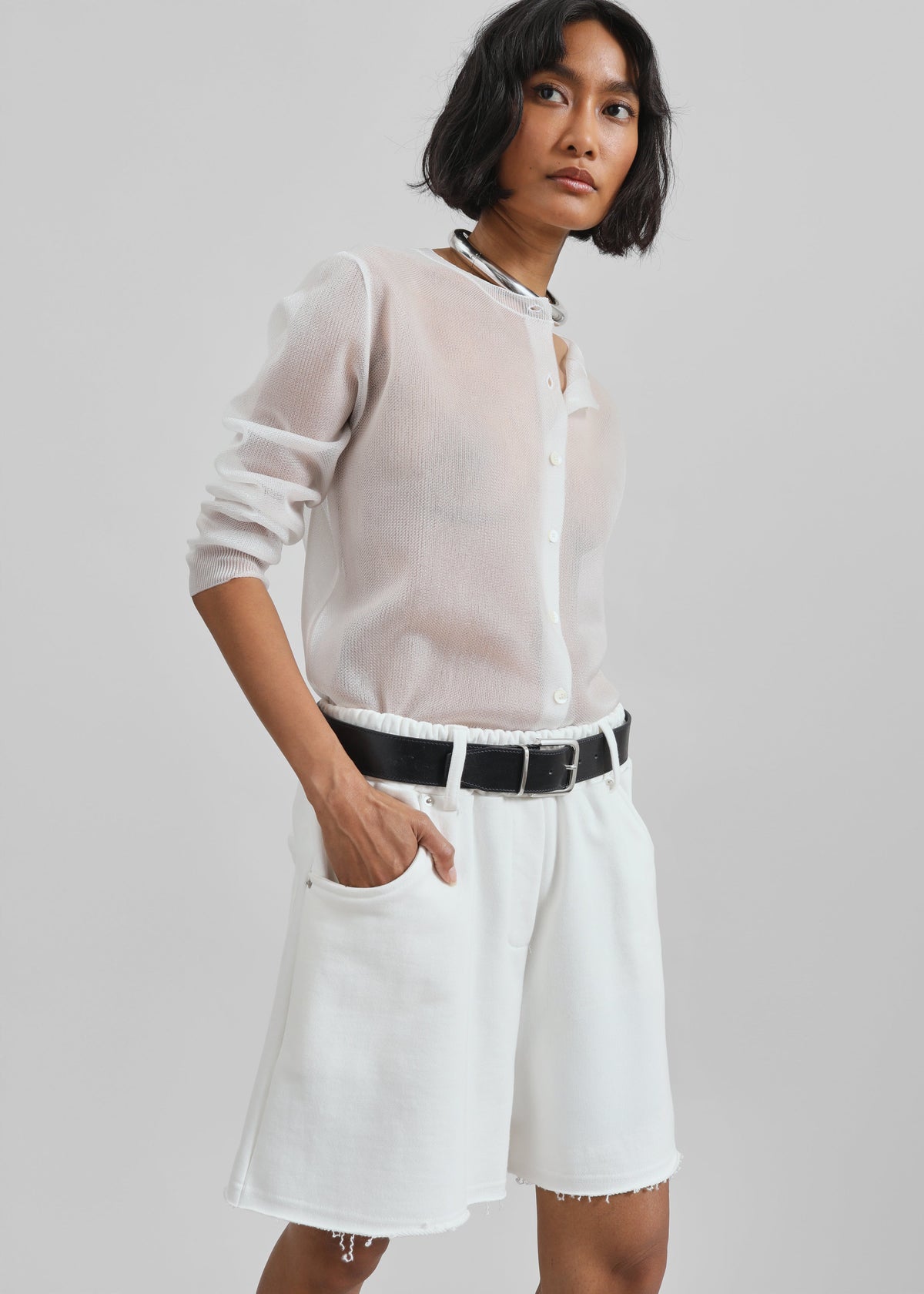 Soria Cotton Shorts - White - 4