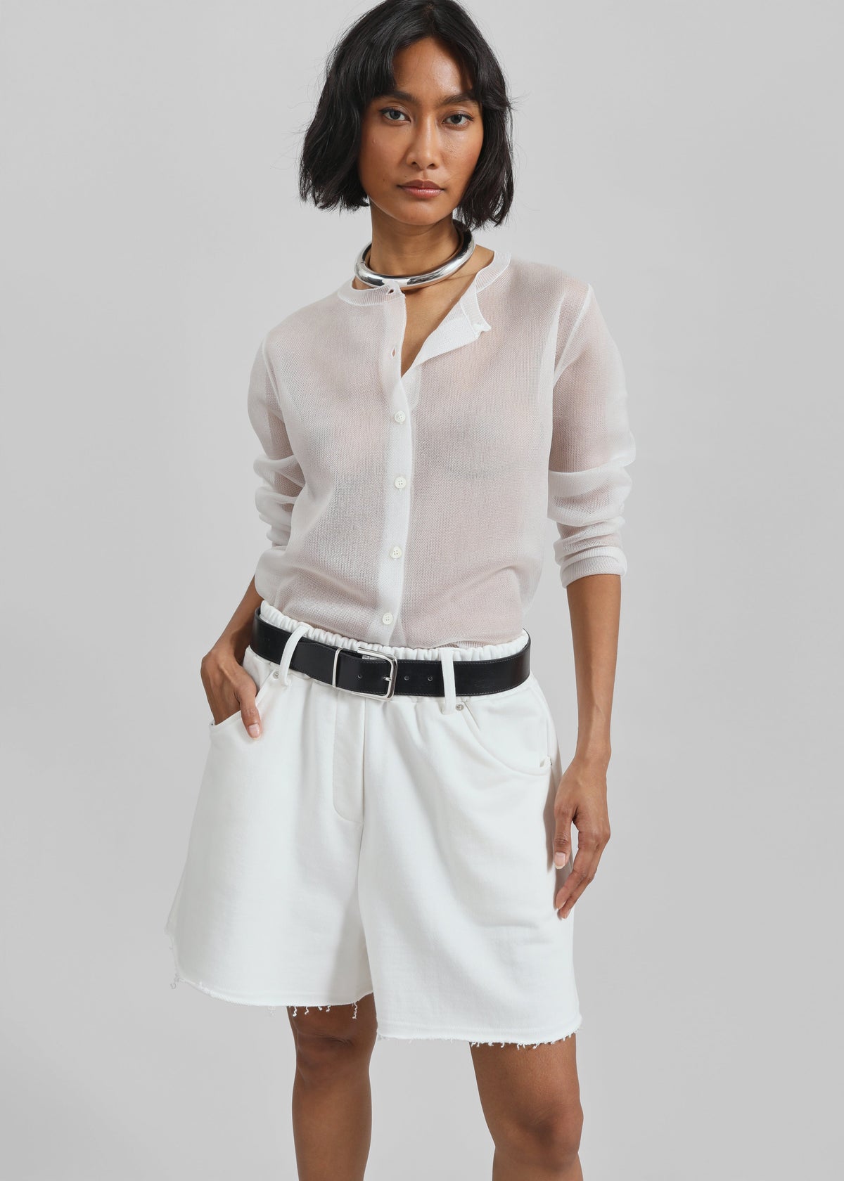 Soria Cotton Shorts - White - 5