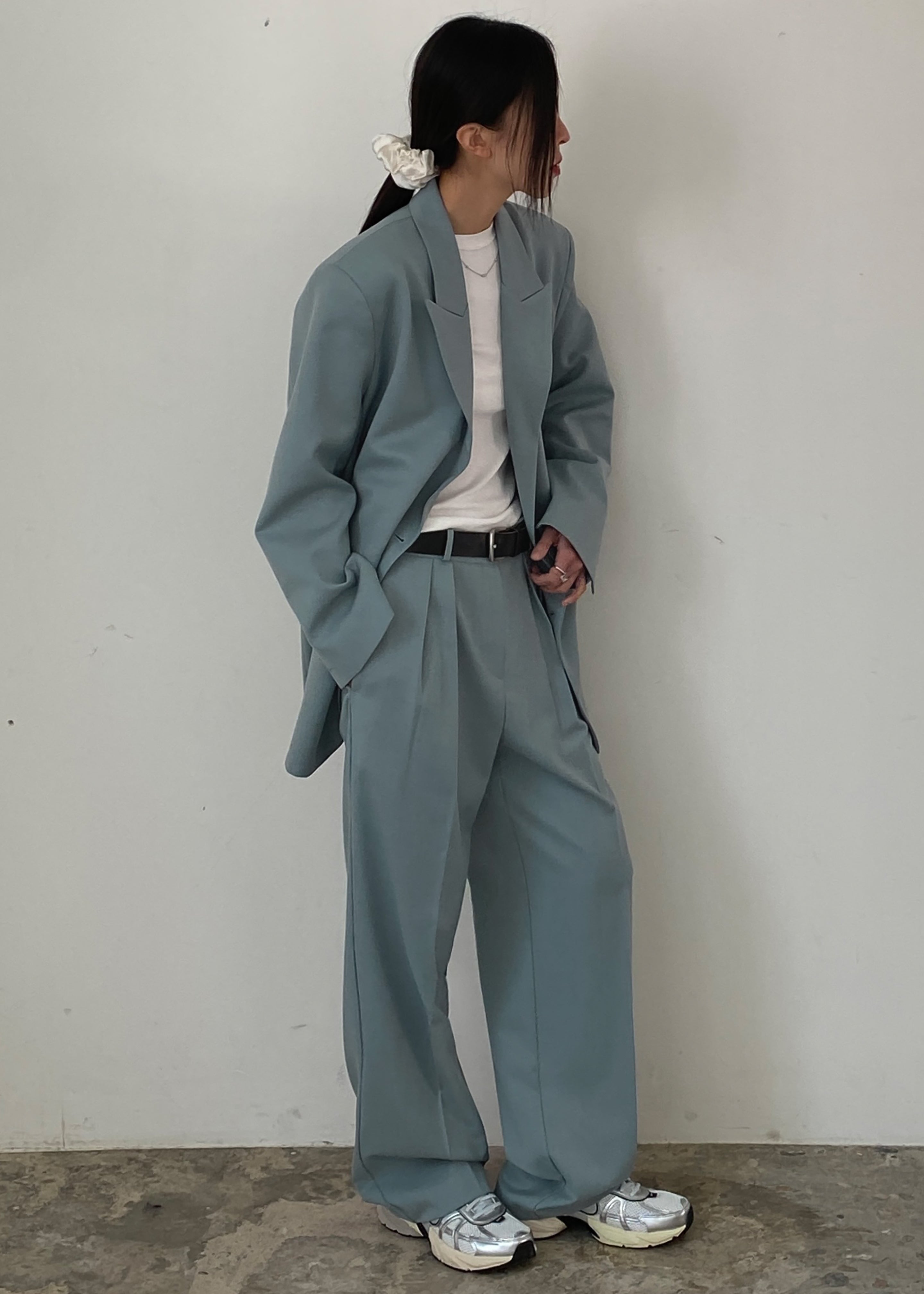 Spencer Pleated Pants - Dusty Blue - 2