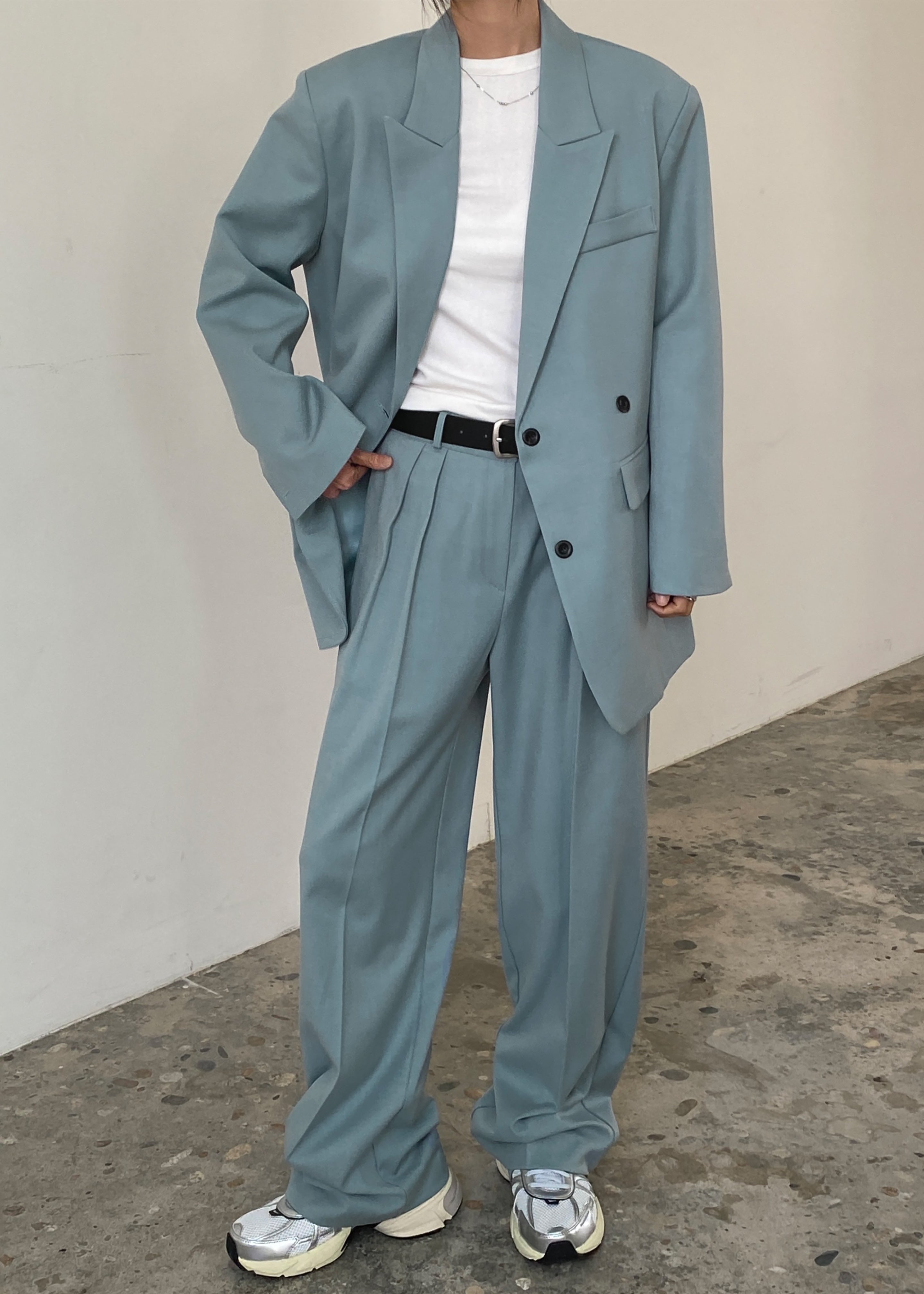 Spencer Pleated Pants - Dusty Blue - 11