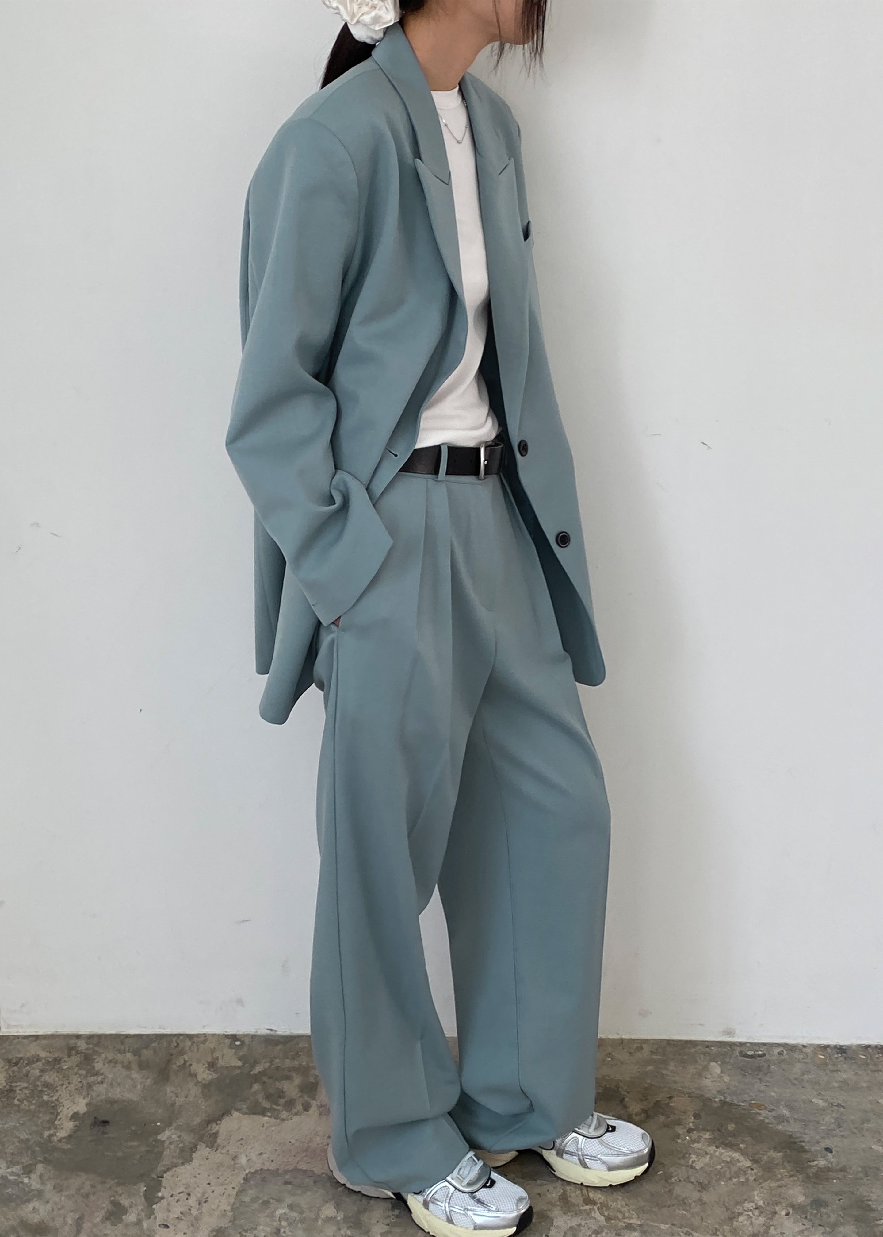 Spencer Pleated Pants - Dusty Blue - 5