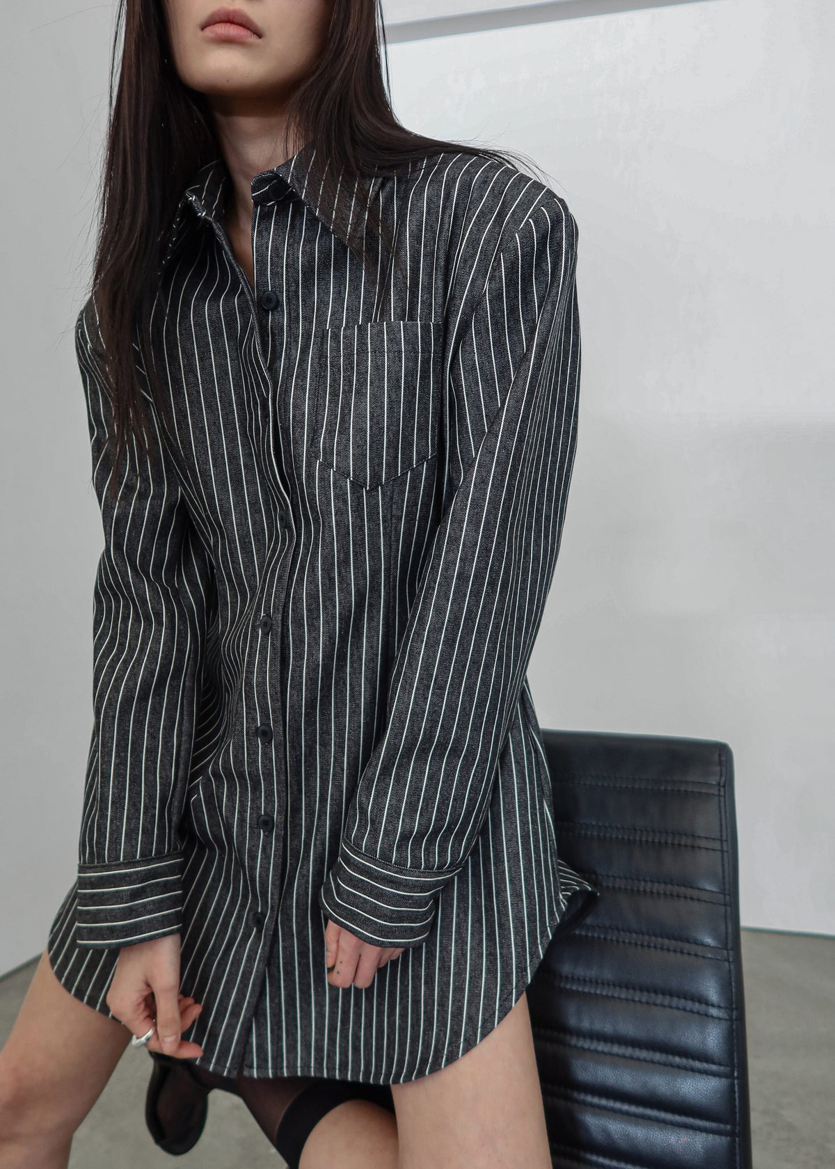 Sterford Pocket Shirt - Black/White Stripe - 6