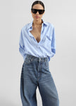 Sukma Striped Oversized Shirt - Blue