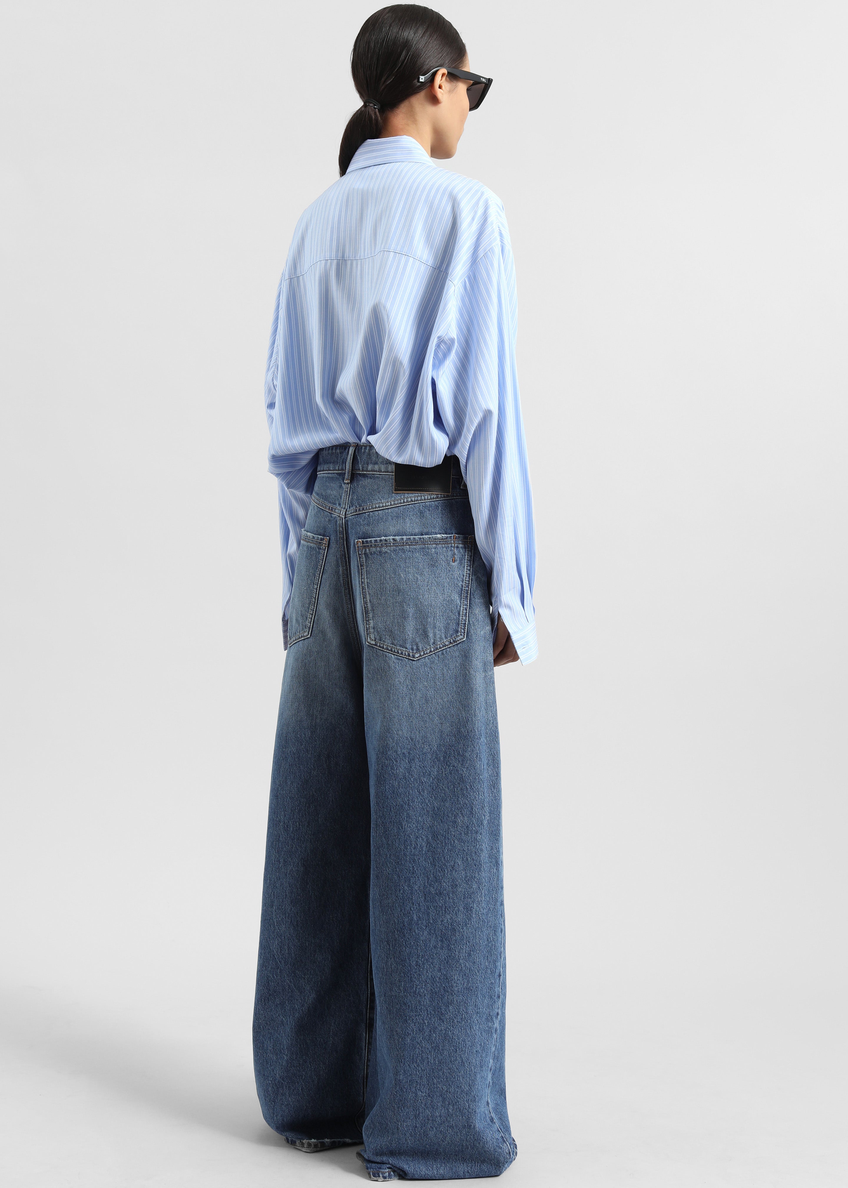 Sukma Striped Oversized Shirt - Blue - 8