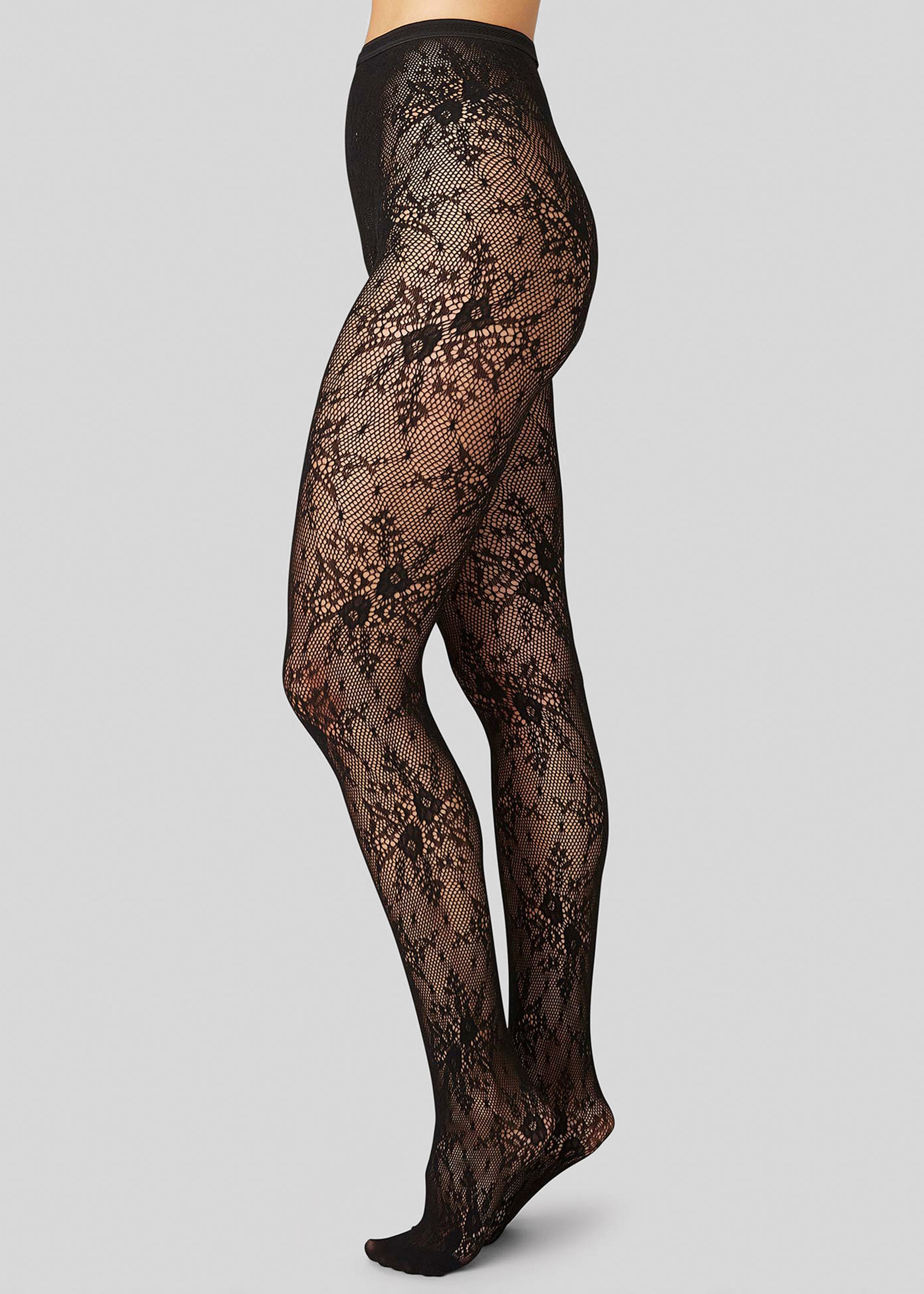 Swedish Stockings Rosa Lace Tights - Black - 1