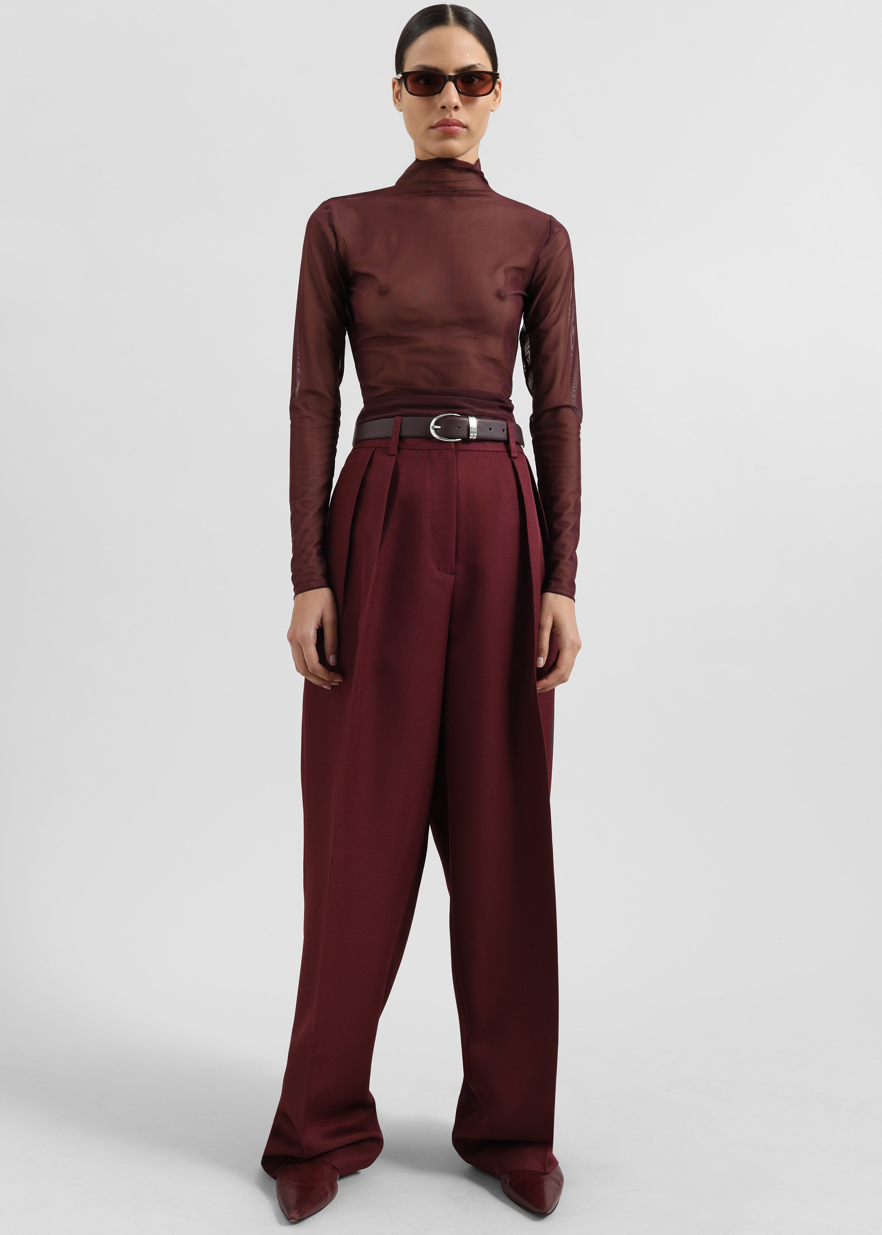 Tansy Pleated Trousers - Burgundy - 7