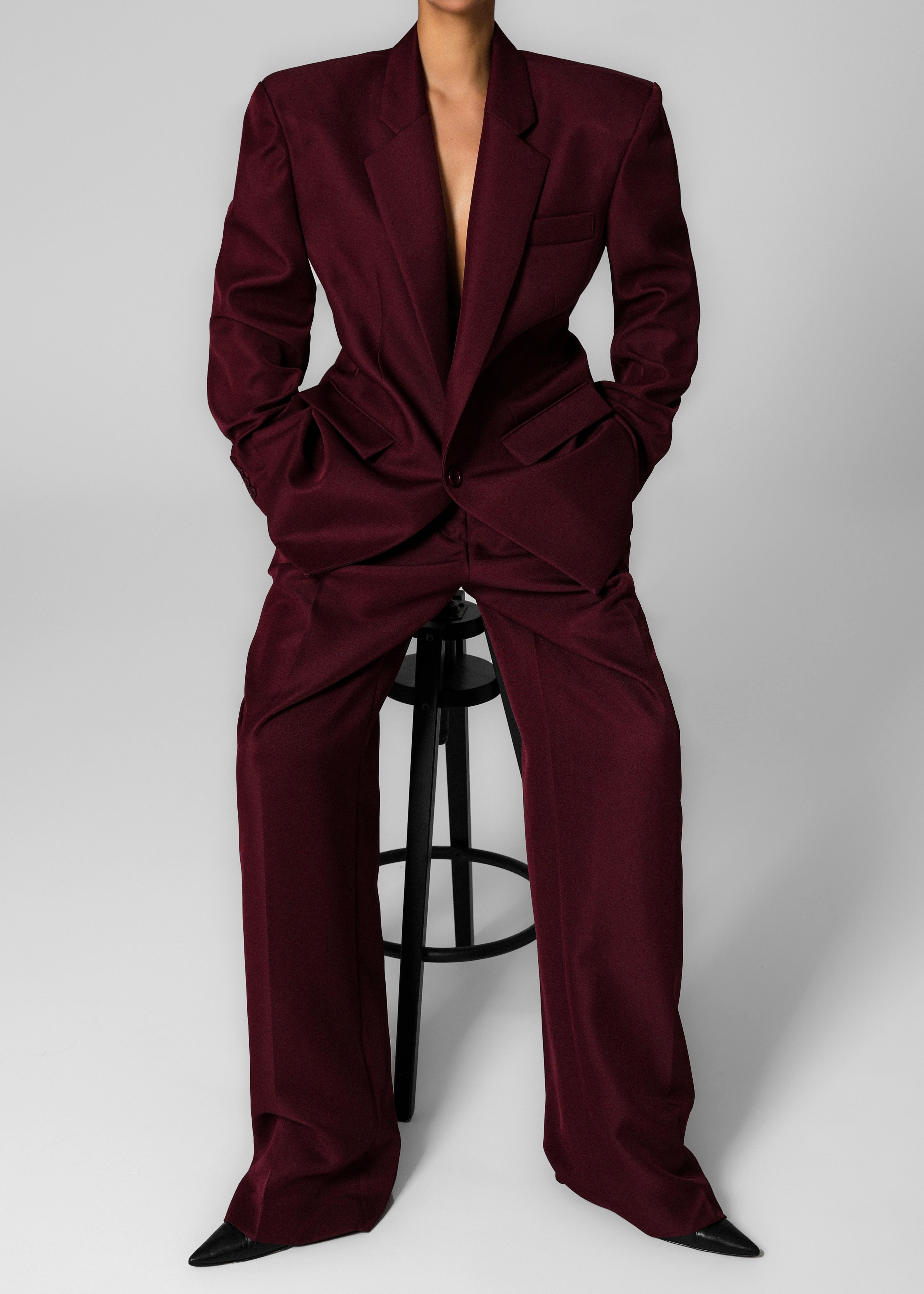 Tansy Pleated Trousers - Burgundy - 10