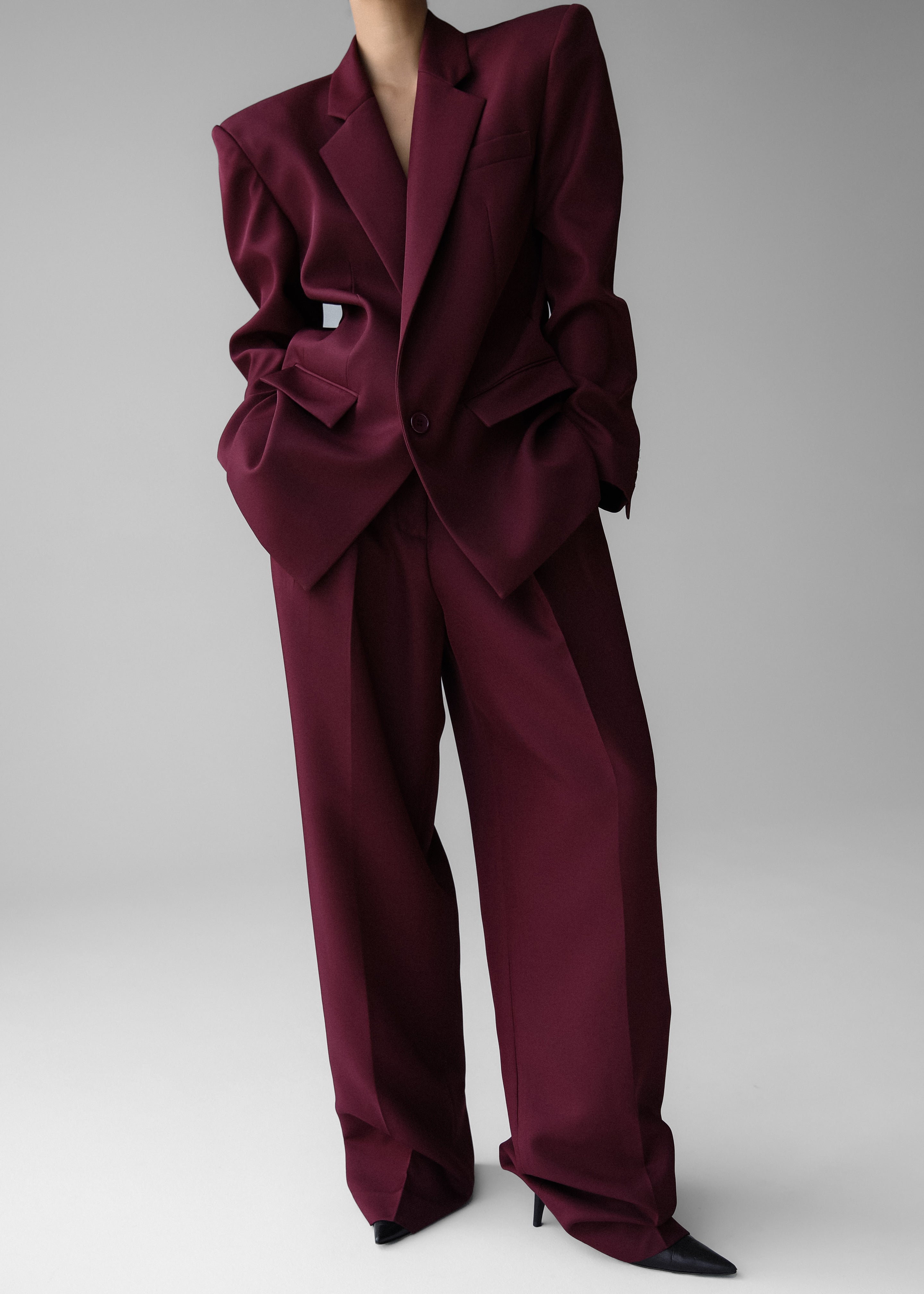 Tansy Pleated Trousers - Burgundy - 12