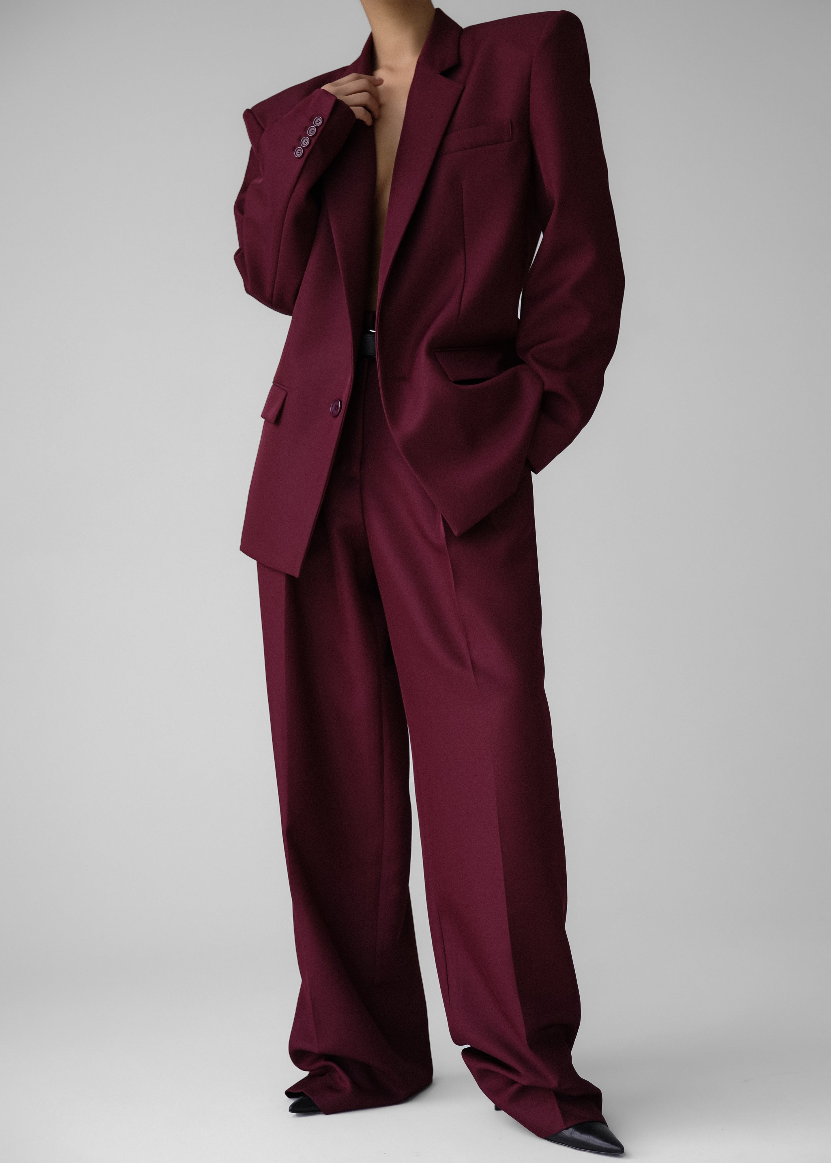 Tansy Pleated Trousers - Burgundy - 8