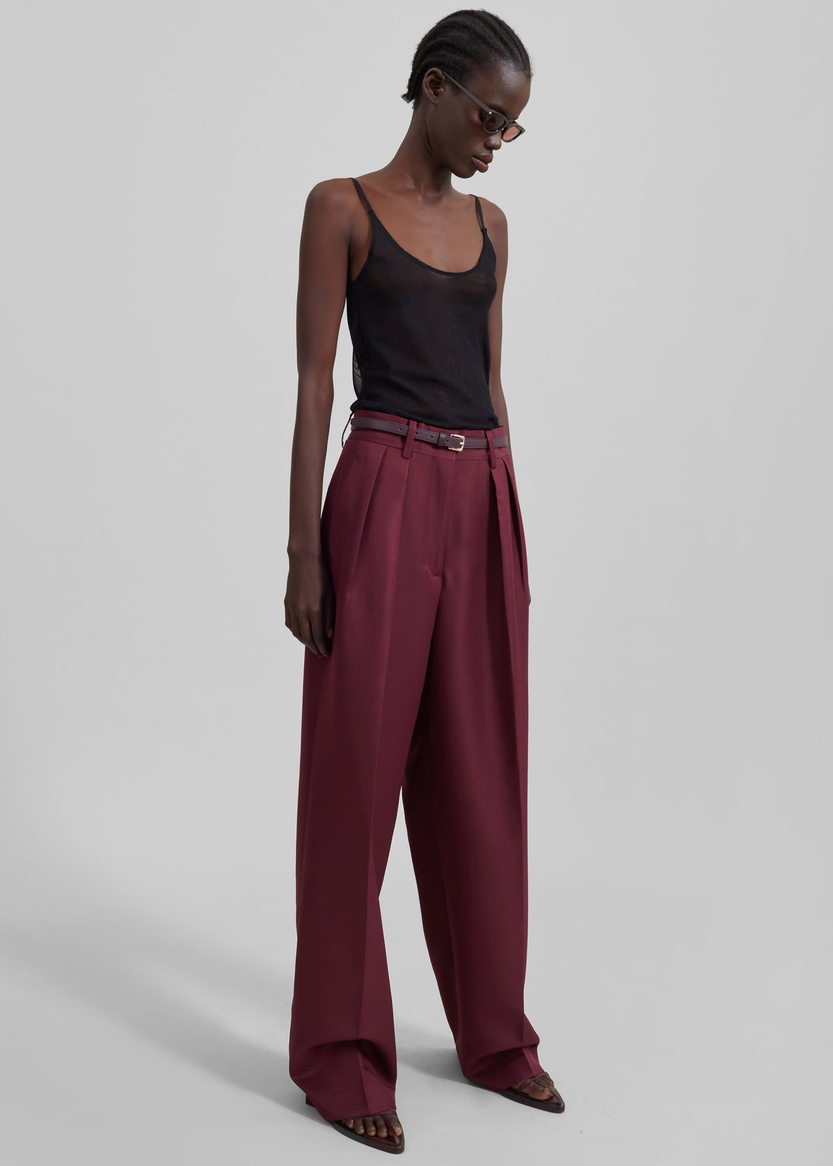 Tansy Pleated Trousers - Burgundy - 9
