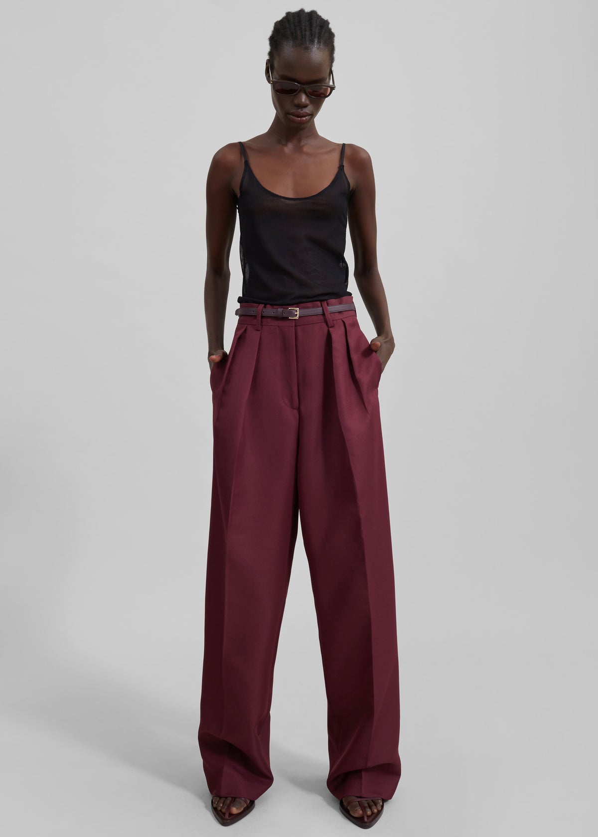 Tansy Pleated Trousers - Burgundy - 11