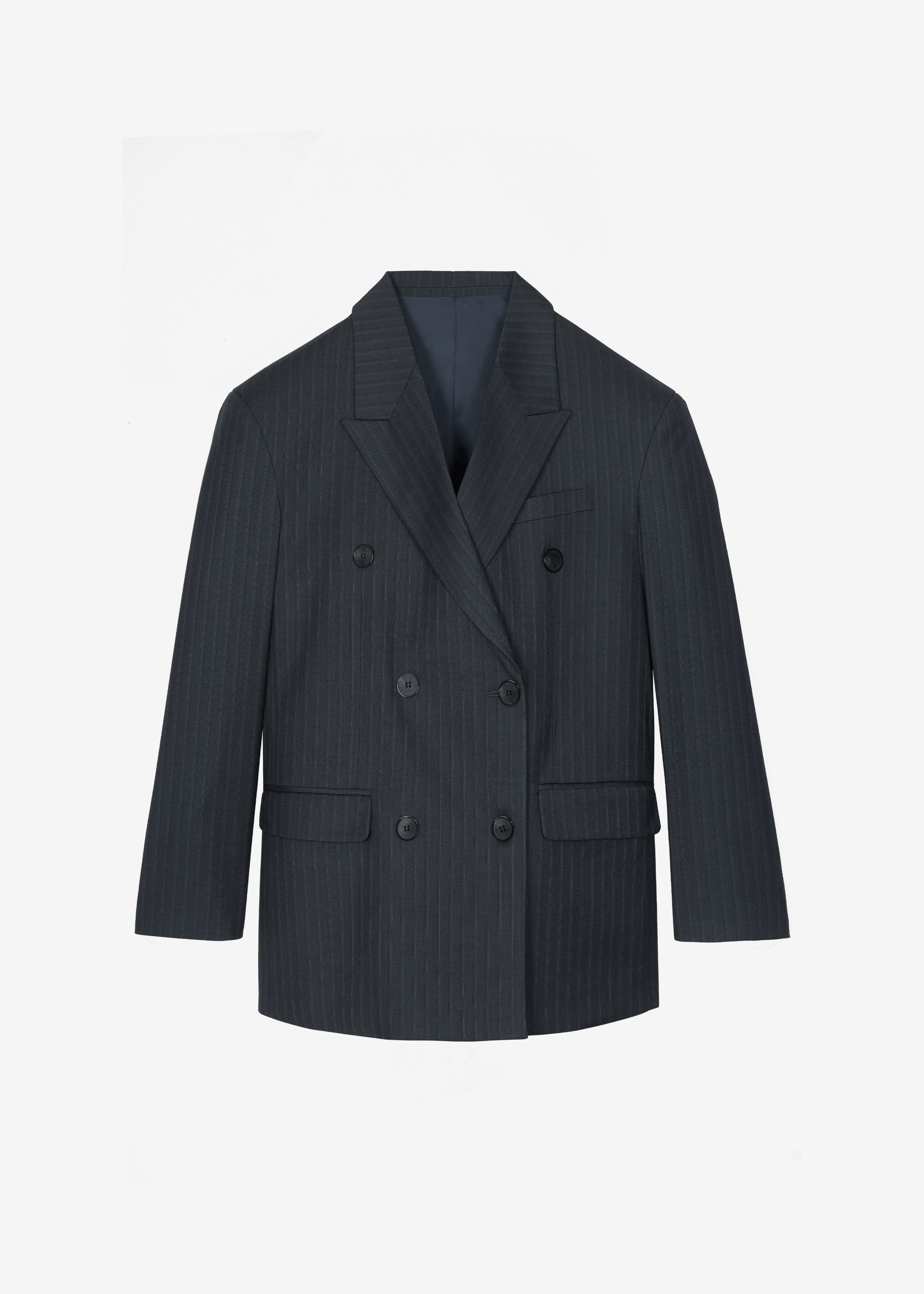 Tarbert Double-Breasted Blazer - Grey/White Pinstripe - 10