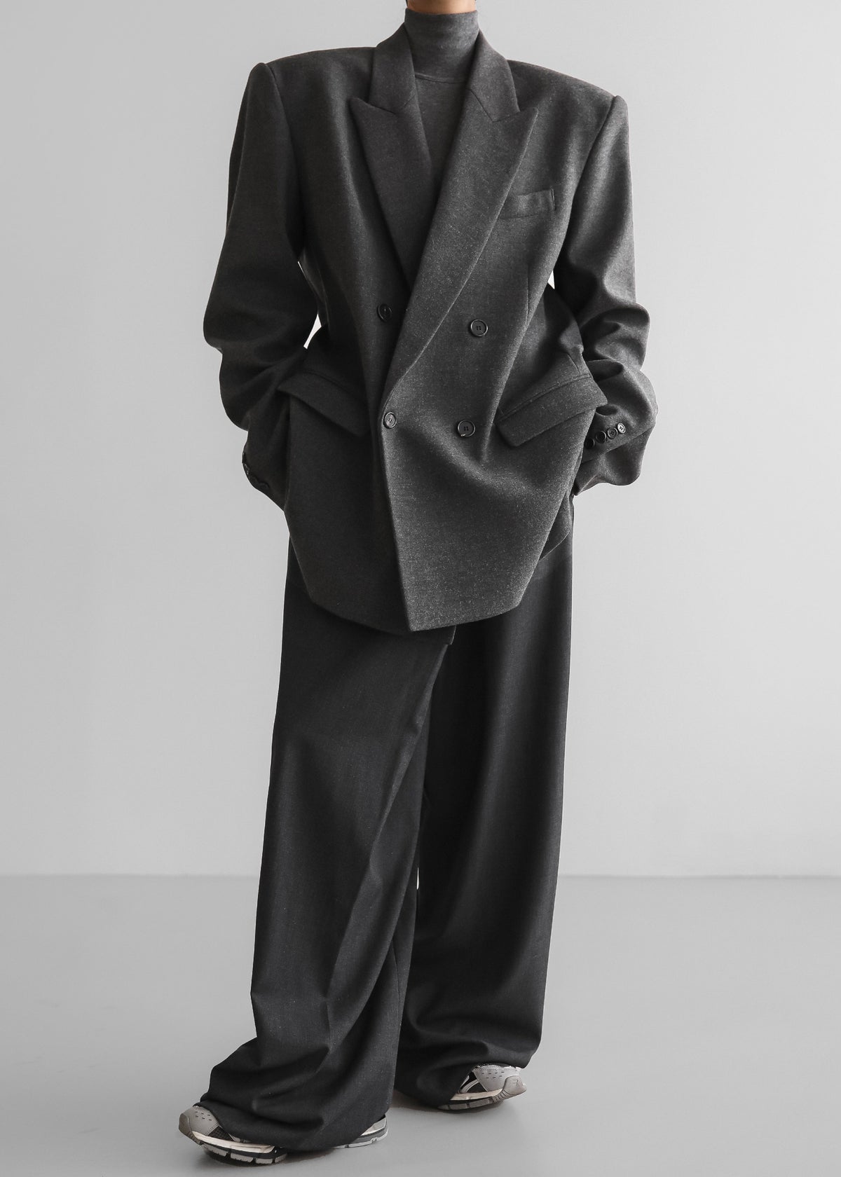 Tarvis Double Breasted Blazer - Dark Grey - 4