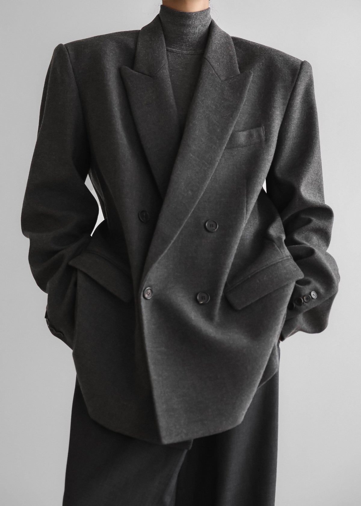 Tarvis Double Breasted Blazer - Dark Grey - 3