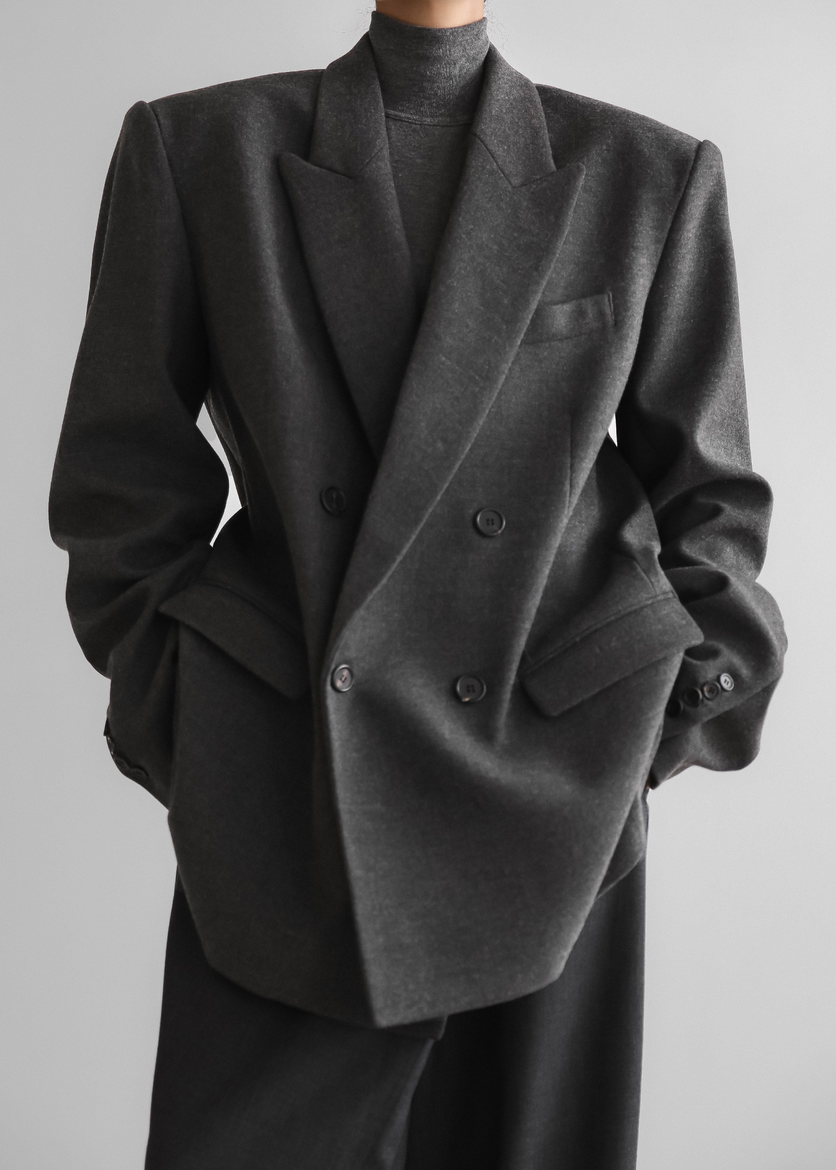Tarvis Double Breasted Blazer - Dark Grey - 3