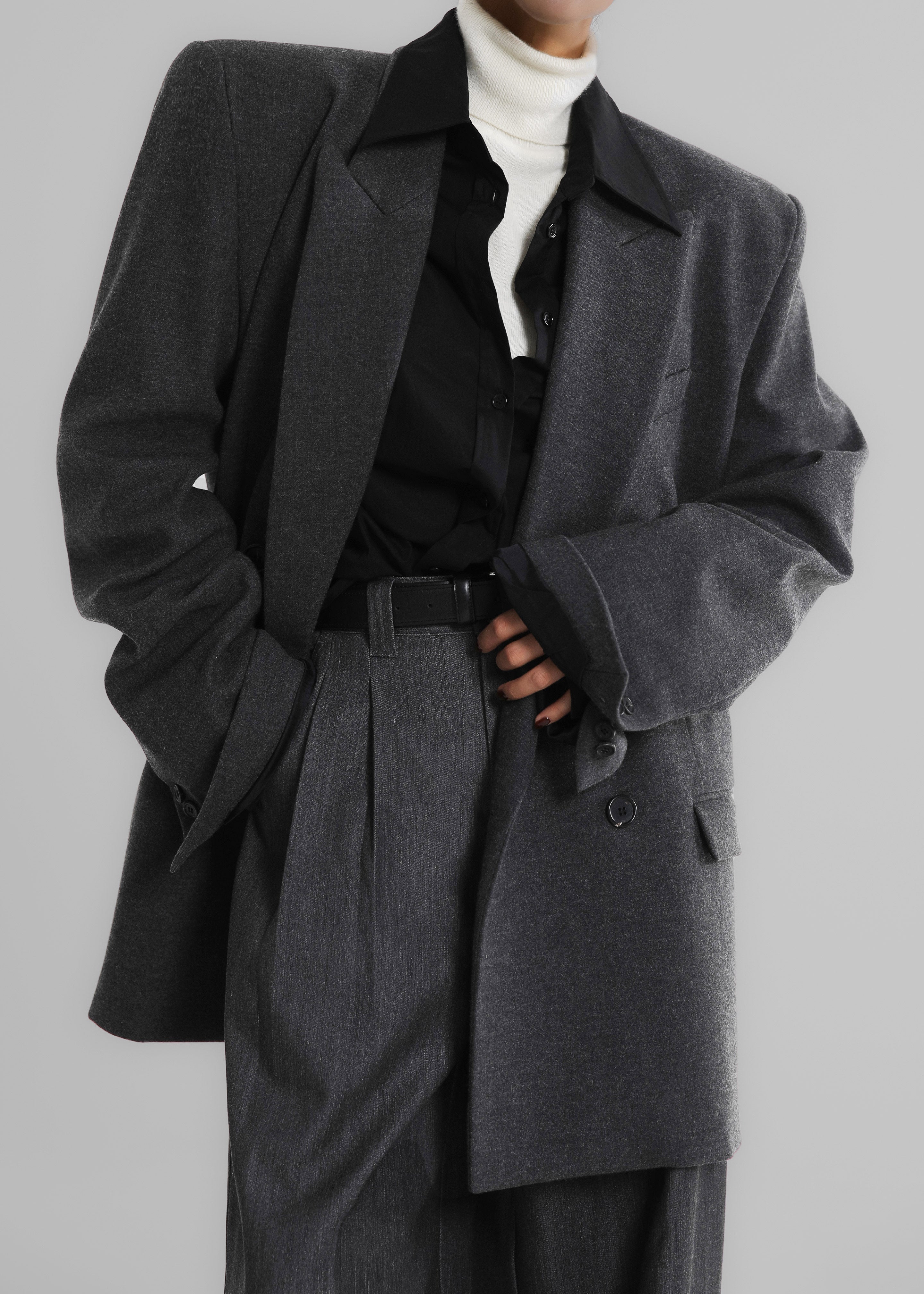 Tarvis Double Breasted Blazer - Dark Grey - 8