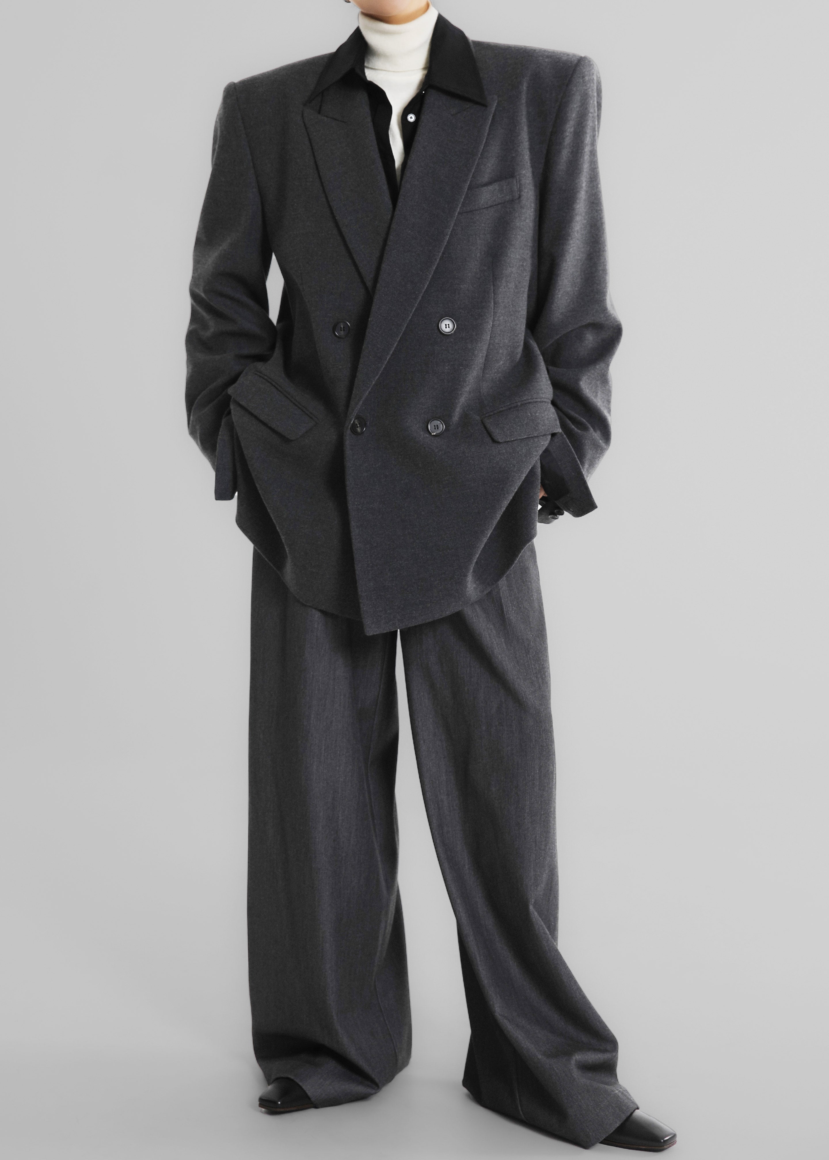 Tarvis Double Breasted Blazer - Dark Grey - 9