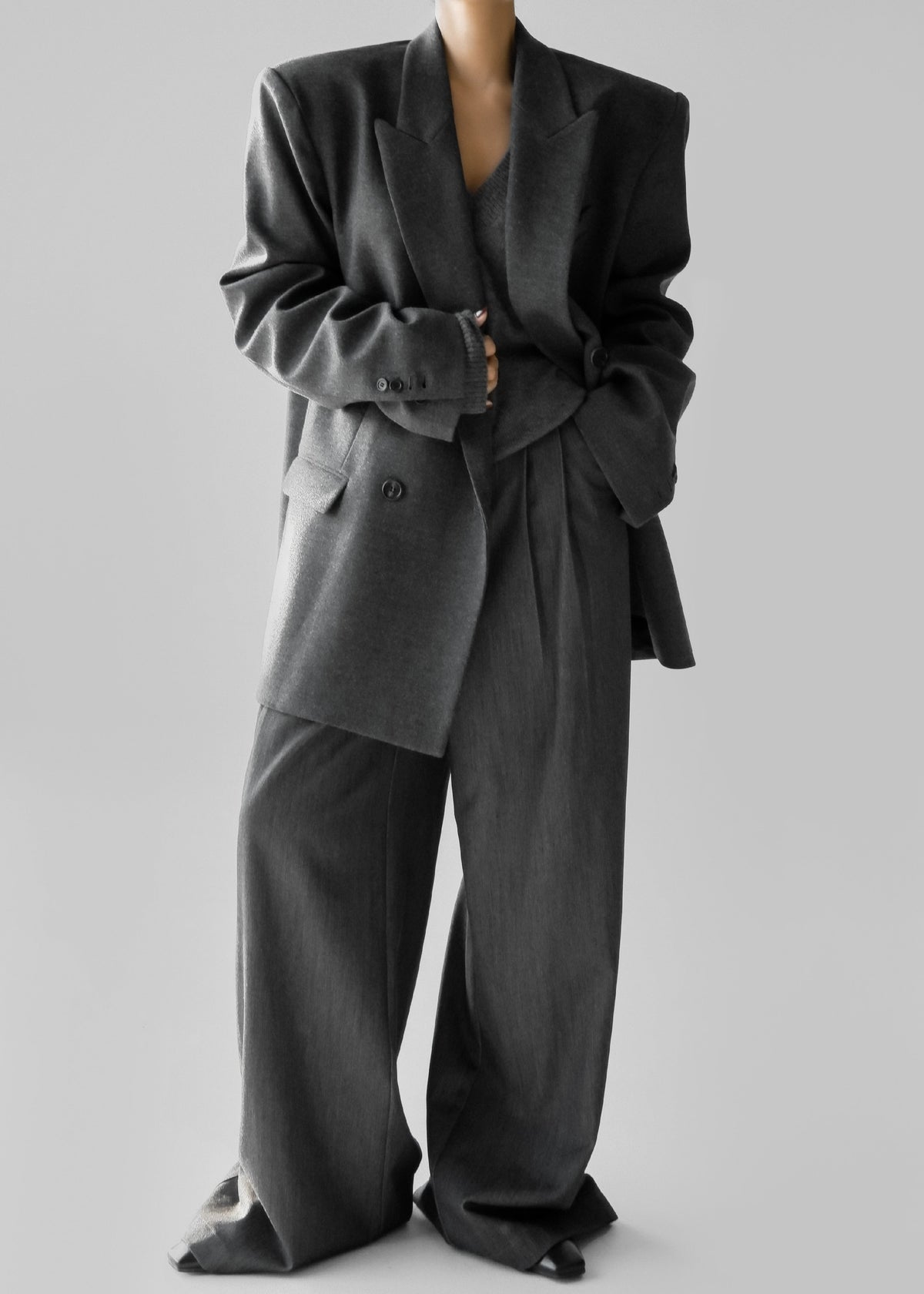 Tarvis Double Breasted Blazer - Dark Grey - 11