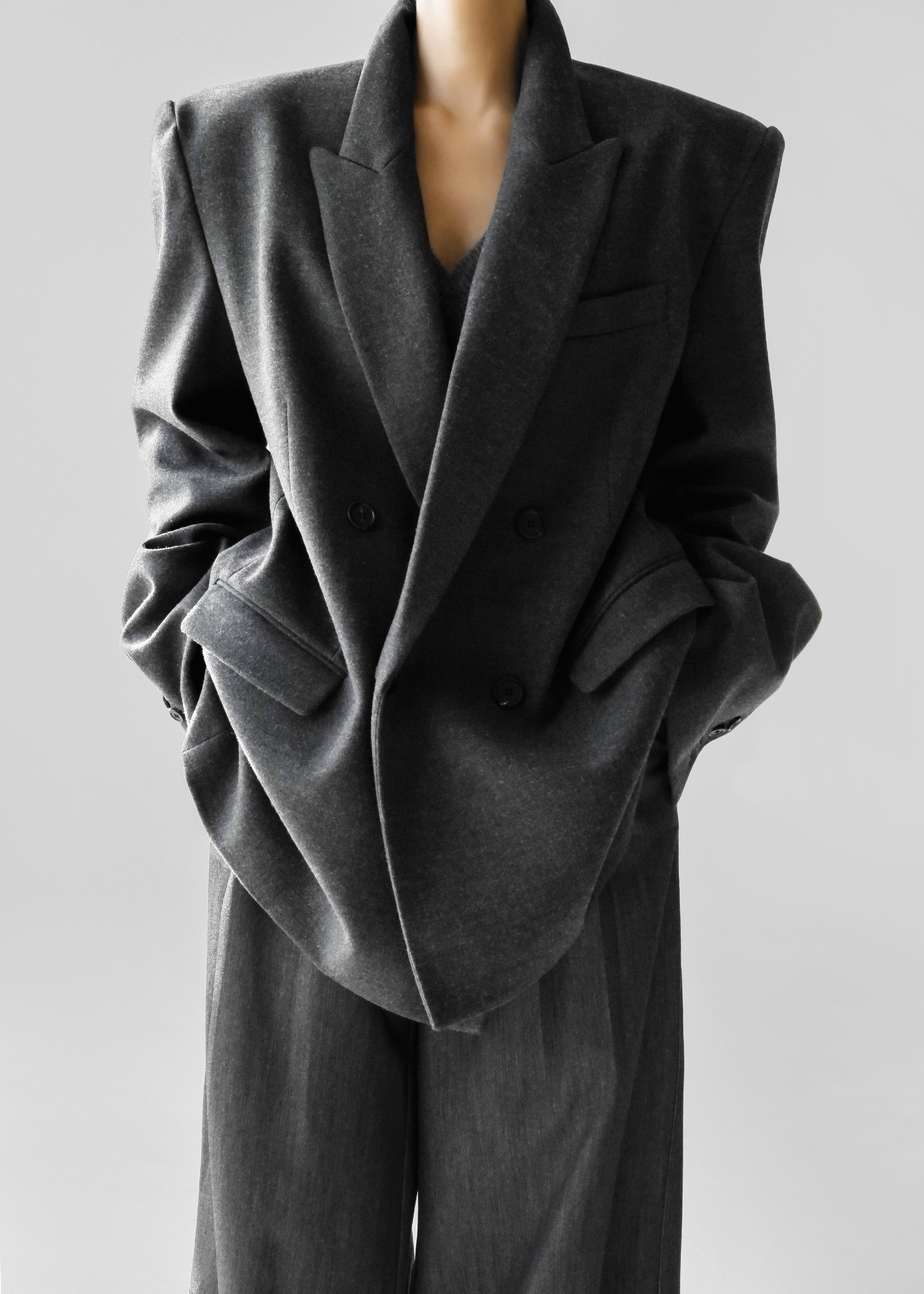Tarvis Double Breasted Blazer - Dark Grey - 6