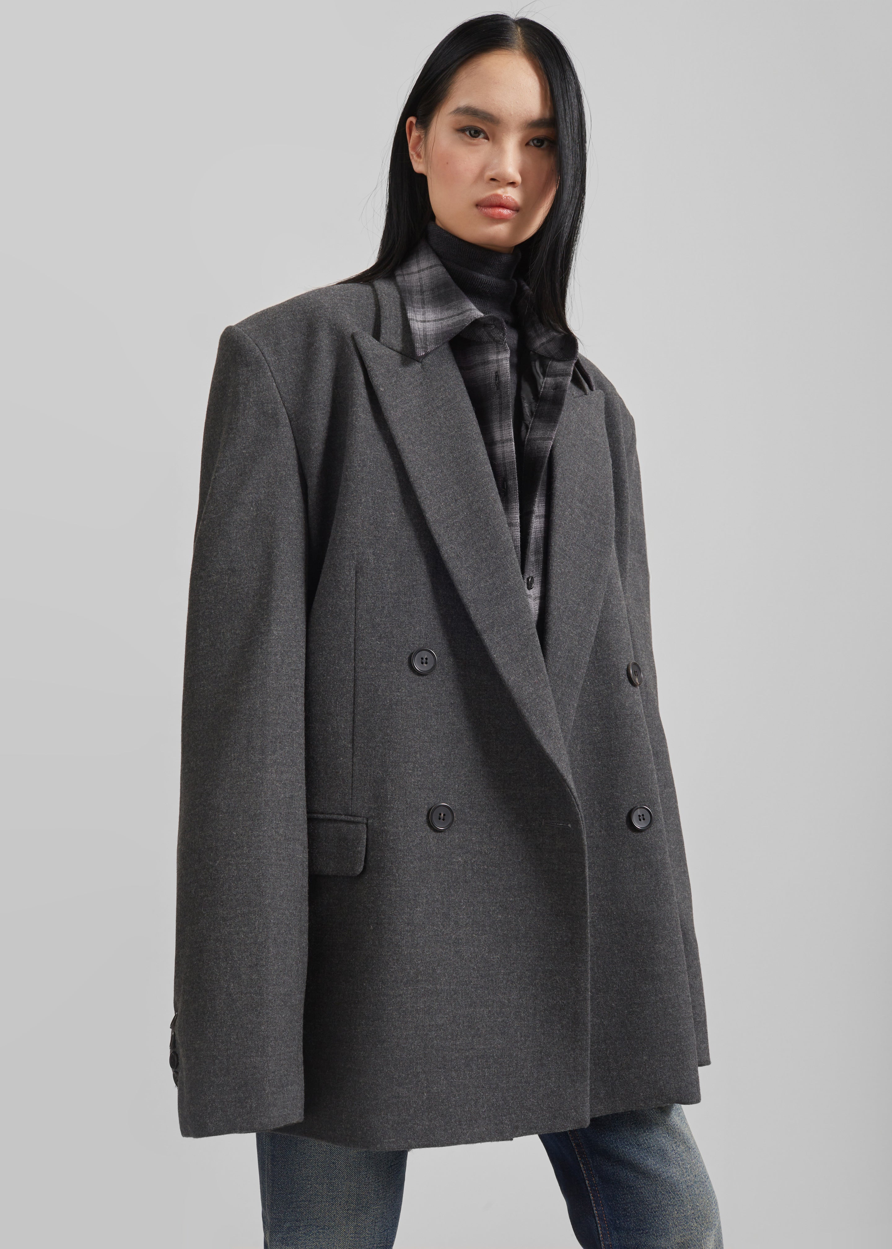 Tarvis Double Breasted Blazer - Dark Grey - 2