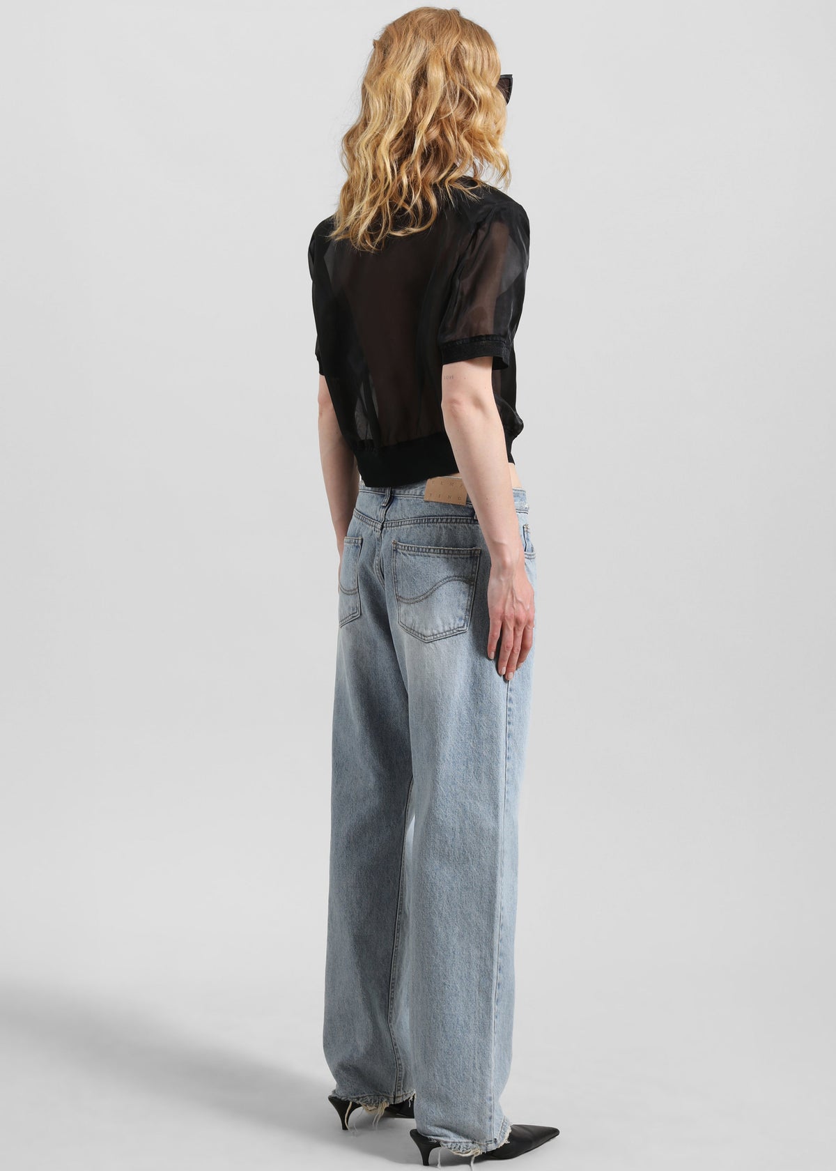 Tavy Cropped Sheer Shirt - Black - 5